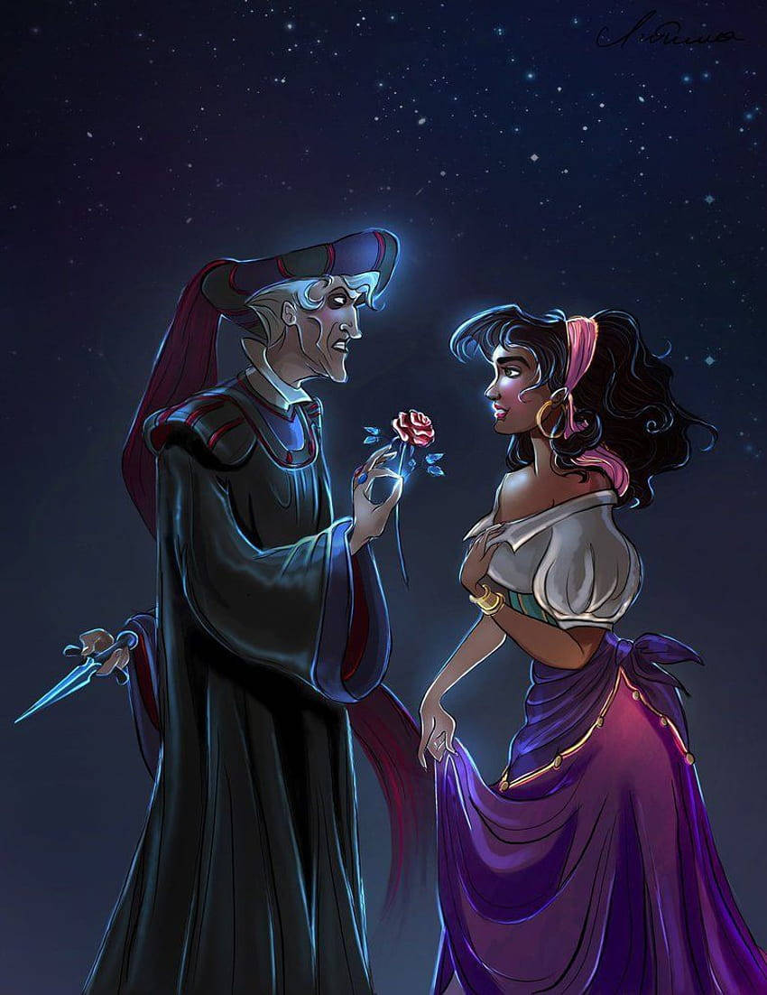 Hunchback of Notre Dame, sinister attraction, glowing rose, SD Phone Wallpaper