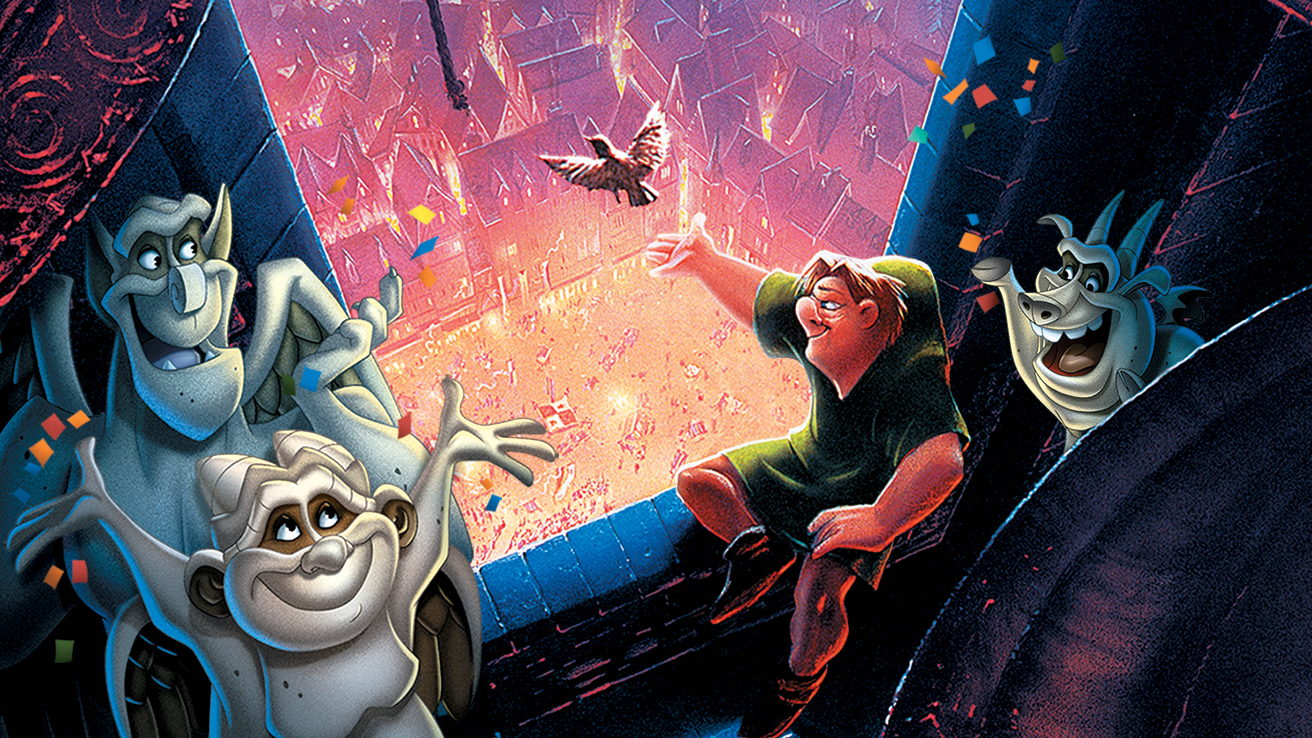 Hunchback of Notre Dame, goblins, confetti, 2K Desktop Wallpaper