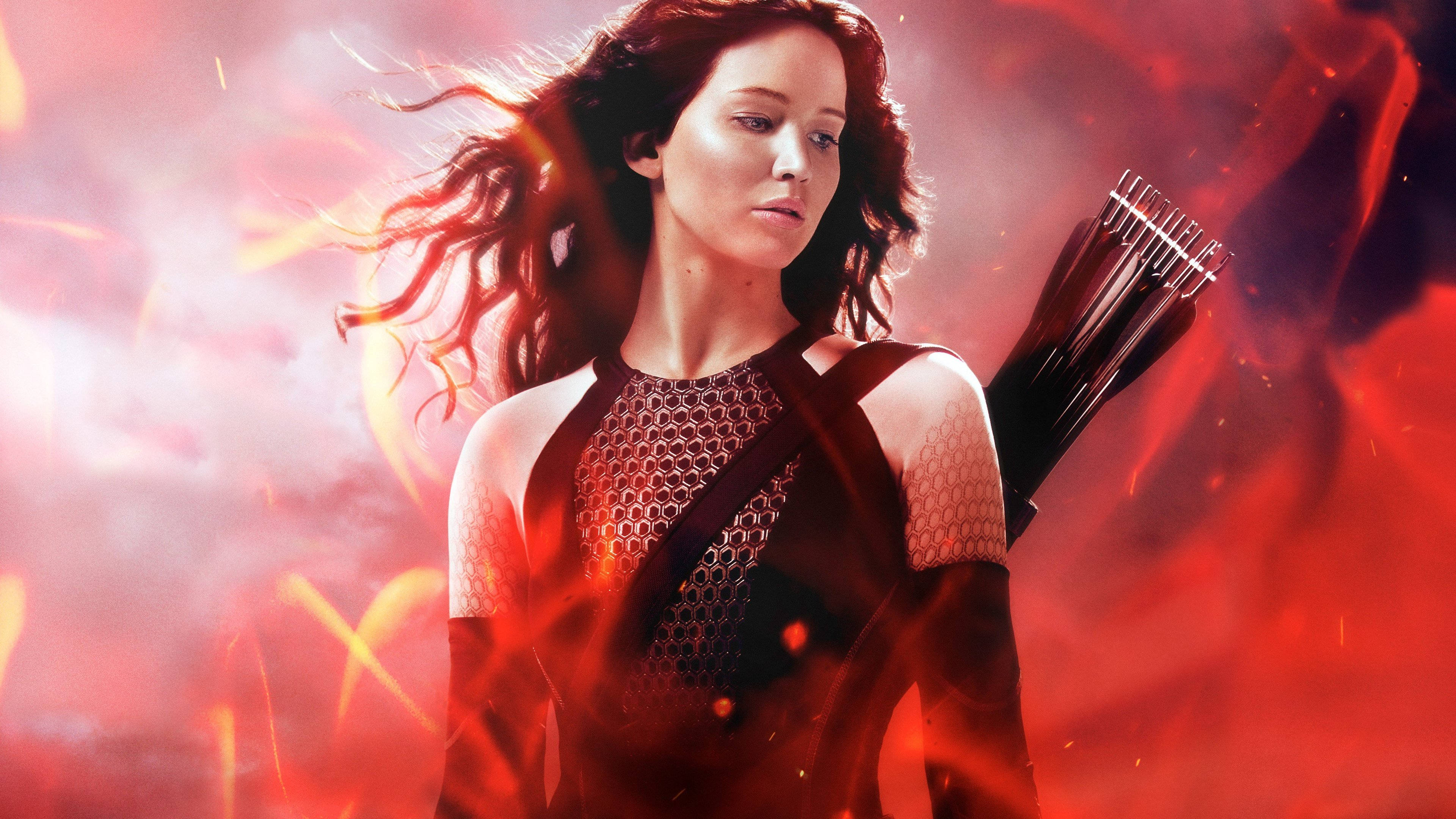 The Hunger Games, fiery red hair, quiver of arrows, 4K Desktop Wallpaper