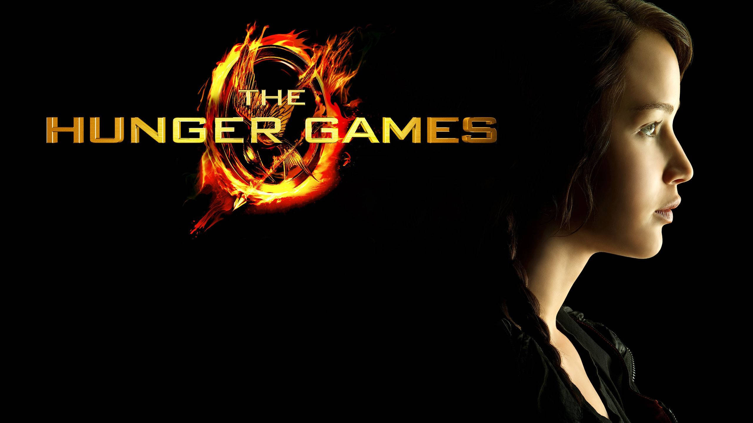 The Hunger Games, film series, golden Hunger Games logo, 2K Desktop Wallpaper