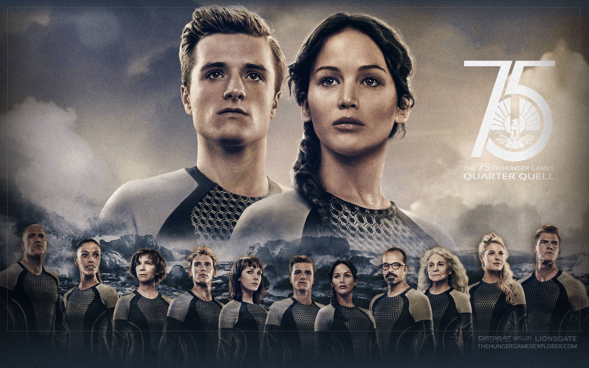The Hunger Games, Hunger Games characters, dark uniforms, Full HD Desktop Wallpaper