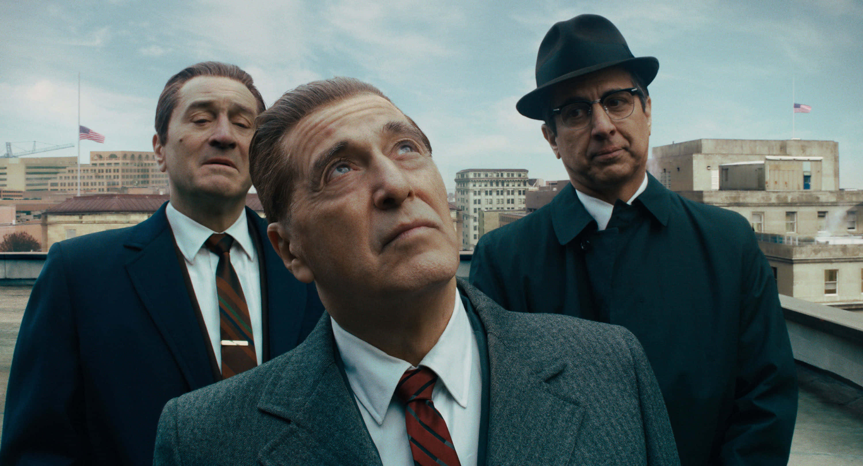 The Irishman, rooftop, city skyline, 2K Desktop Wallpaper
