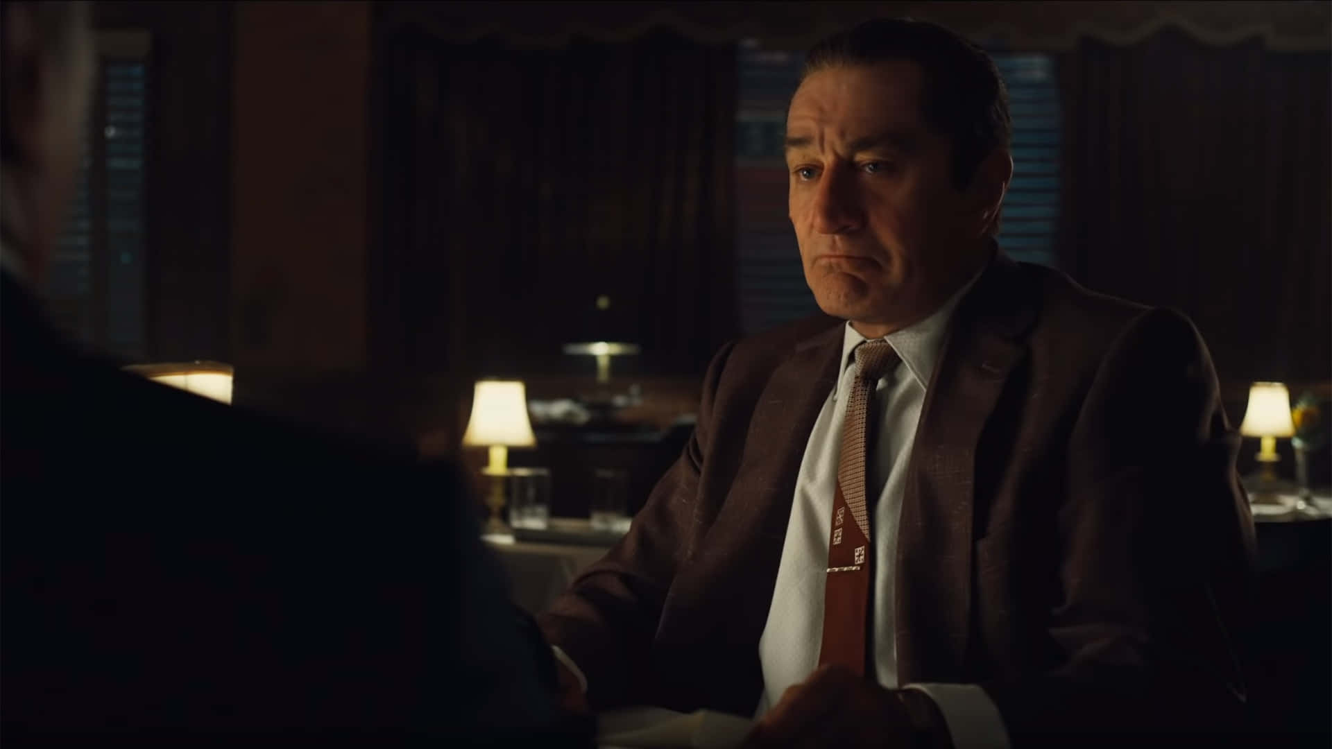 The Irishman, brown suit, dimly lit room, Full HD Desktop Wallpaper