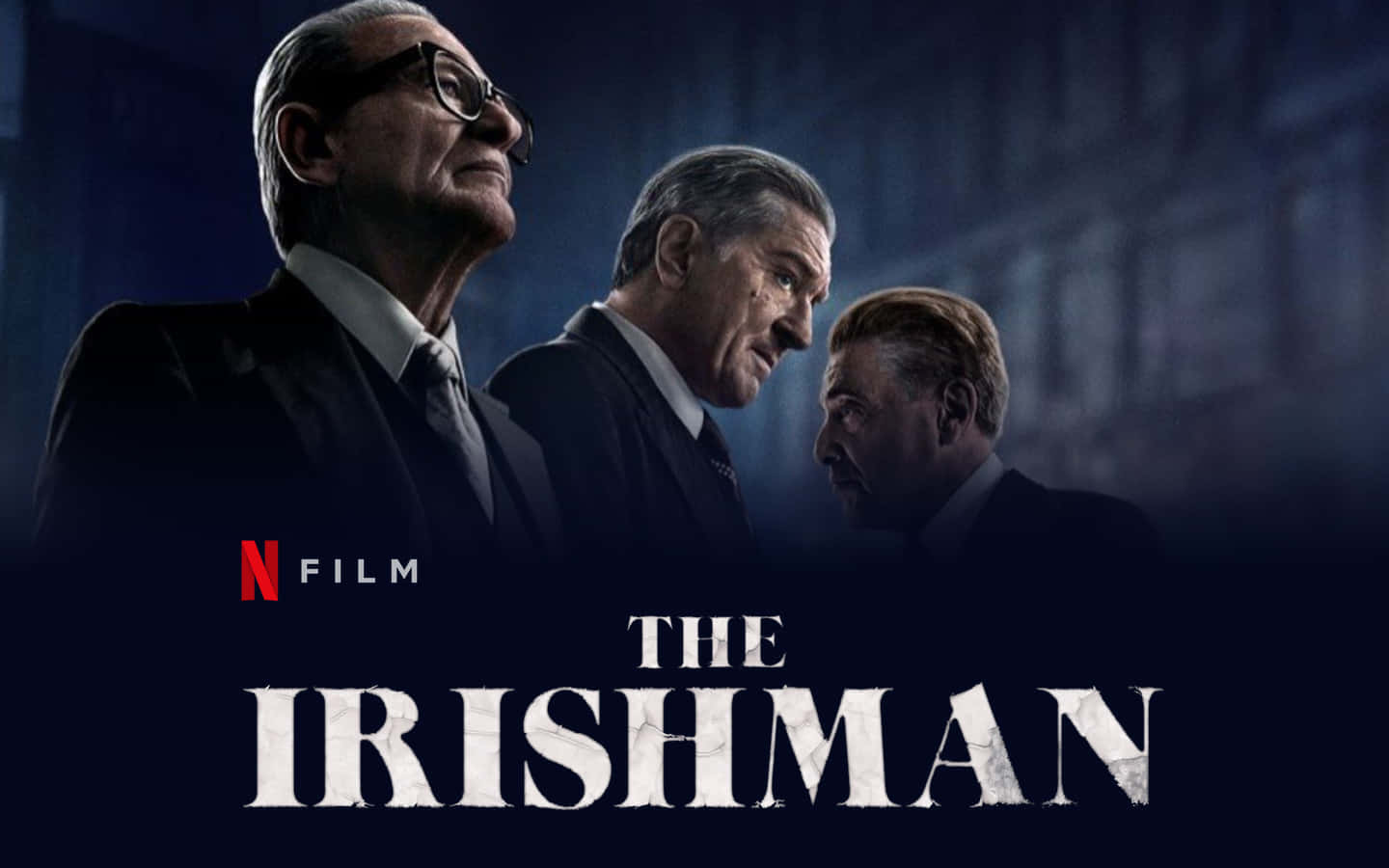 The Irishman, three stern-faced men in suits, shadowed profile, HD Desktop Wallpaper