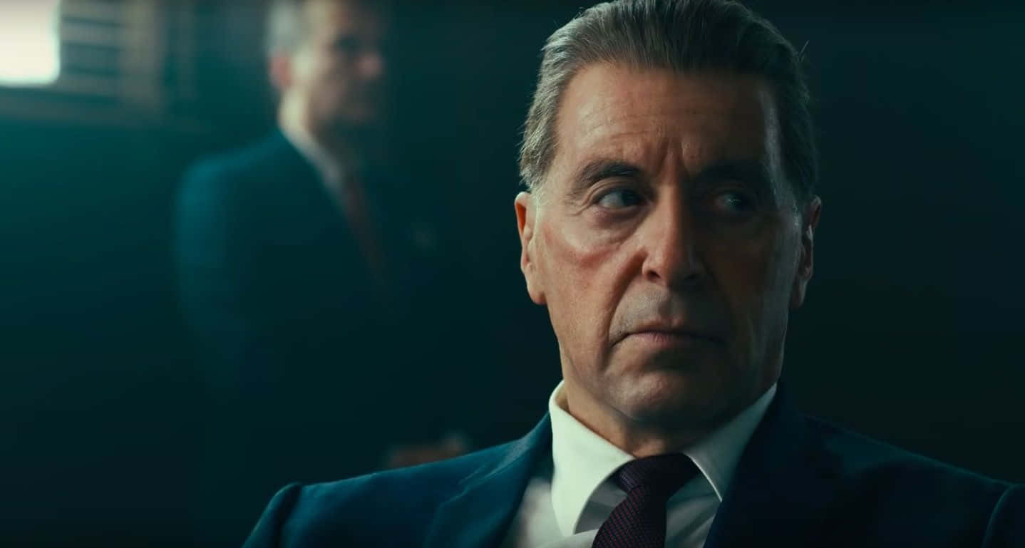 The Irishman, intense trio discussion scene, dark suit, HD Desktop Wallpaper