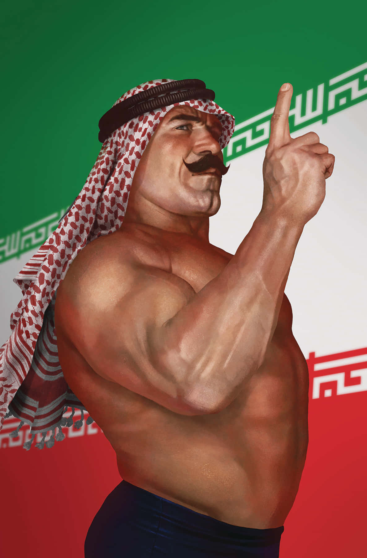 The Iron Sheik, red white checkered keffiyeh, dark blue pants, HD Phone Wallpaper