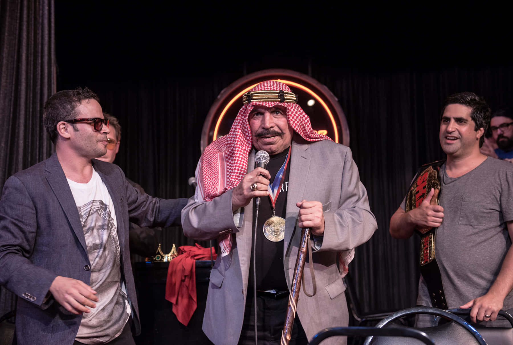 The Iron Sheik, grey suit, red-checkered keffiyeh, HD Desktop Wallpaper
