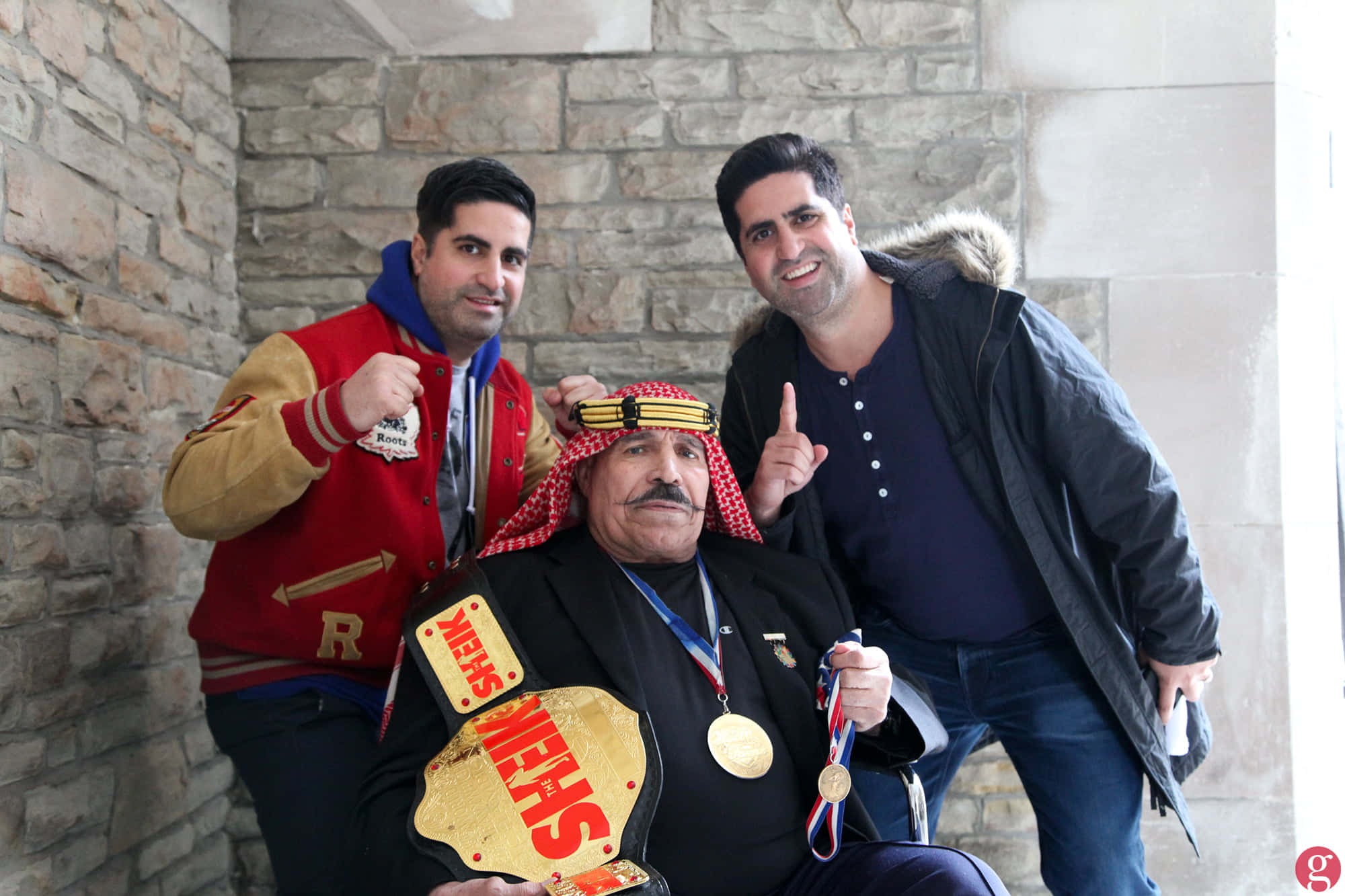 The Iron Sheik, wrestling championship gear, stone wall backdrop, Full HD Desktop Wallpaper