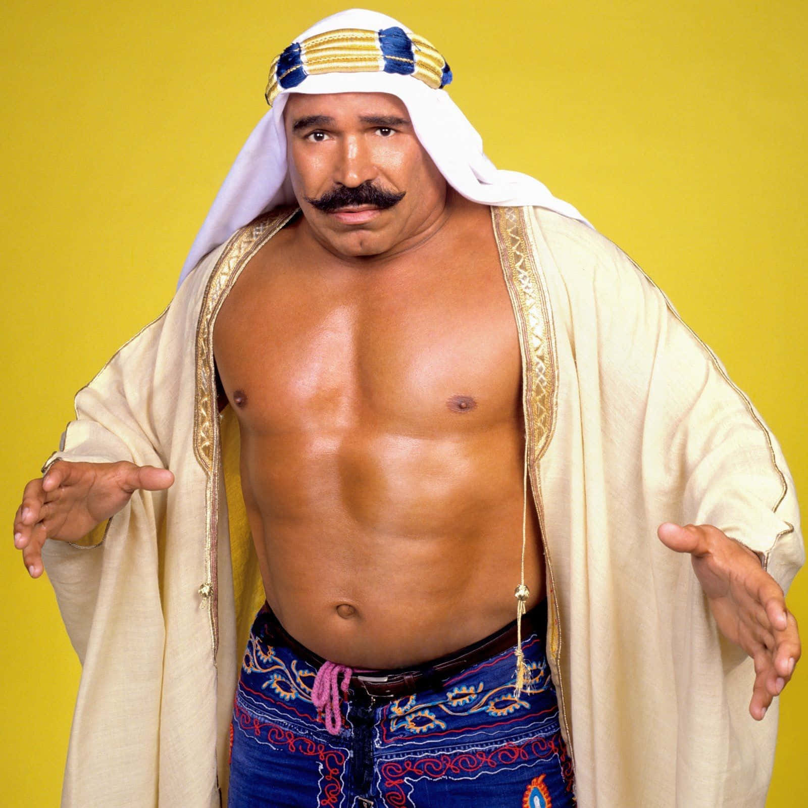 The Iron Sheik, white headscarf, open robe, HD Desktop Wallpaper