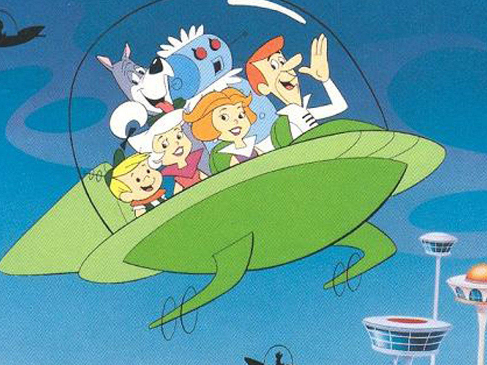 The Jetsons, space car, green spaceship, HD Desktop Wallpaper