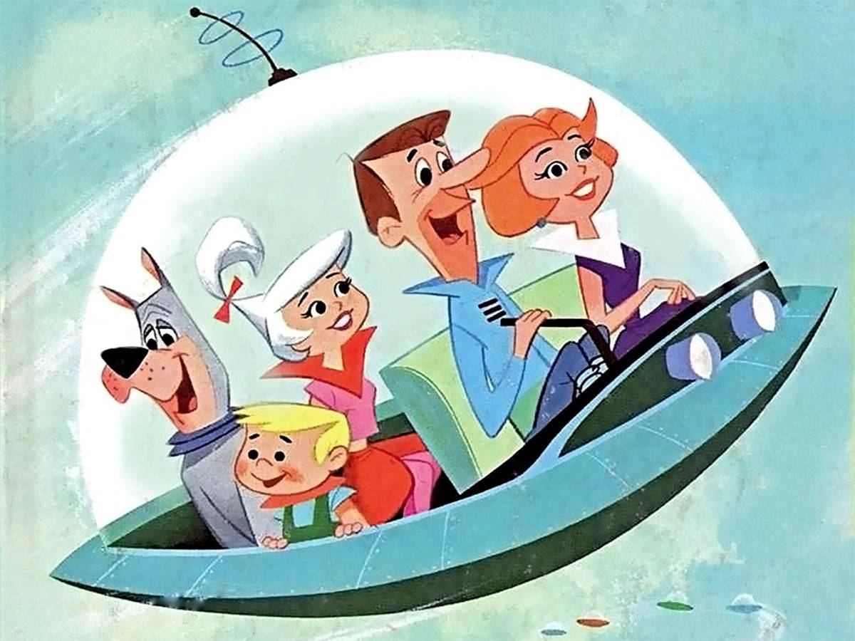 The Jetsons, flying saucer, light blue sky, SD Desktop Wallpaper