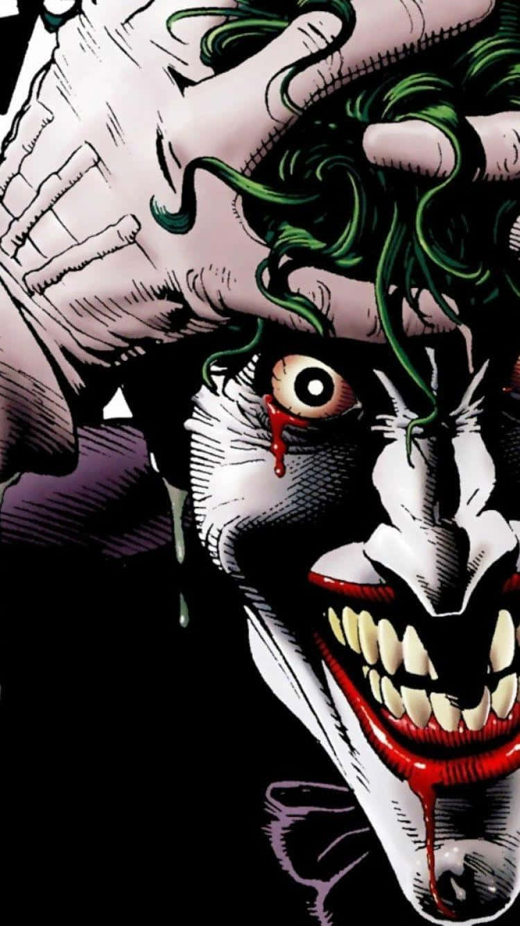 The Joker, green hair, blood dripping from his eye and mouth, HD Phone Wallpaper