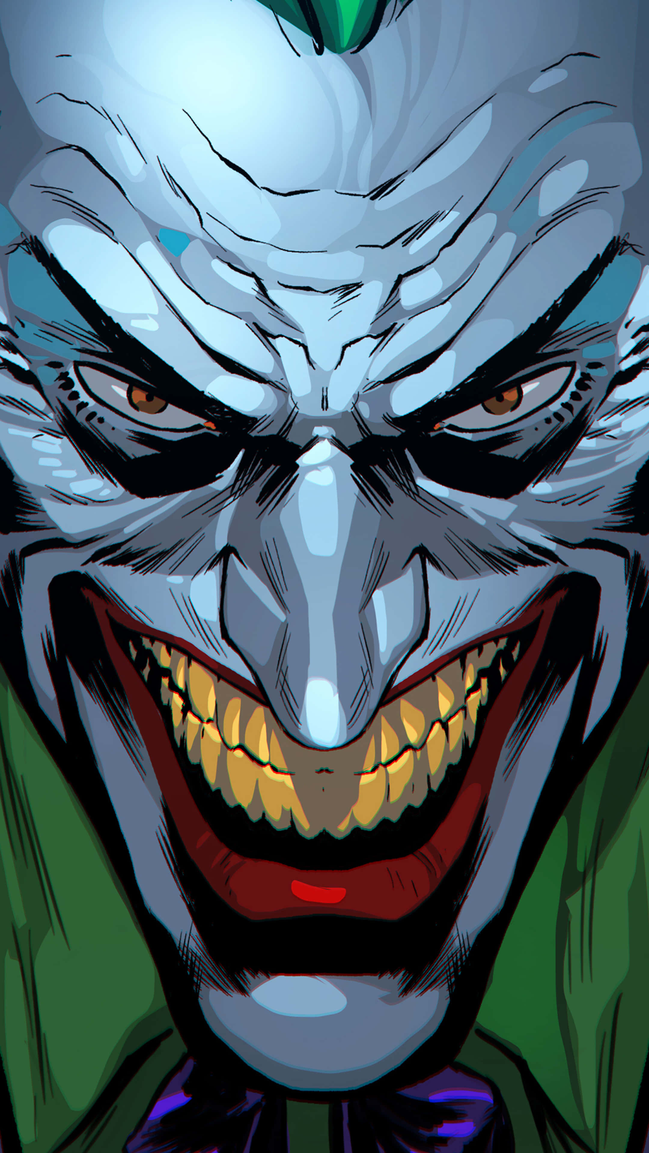 The Joker, close-up face, wide grin, 4K Phone Wallpaper