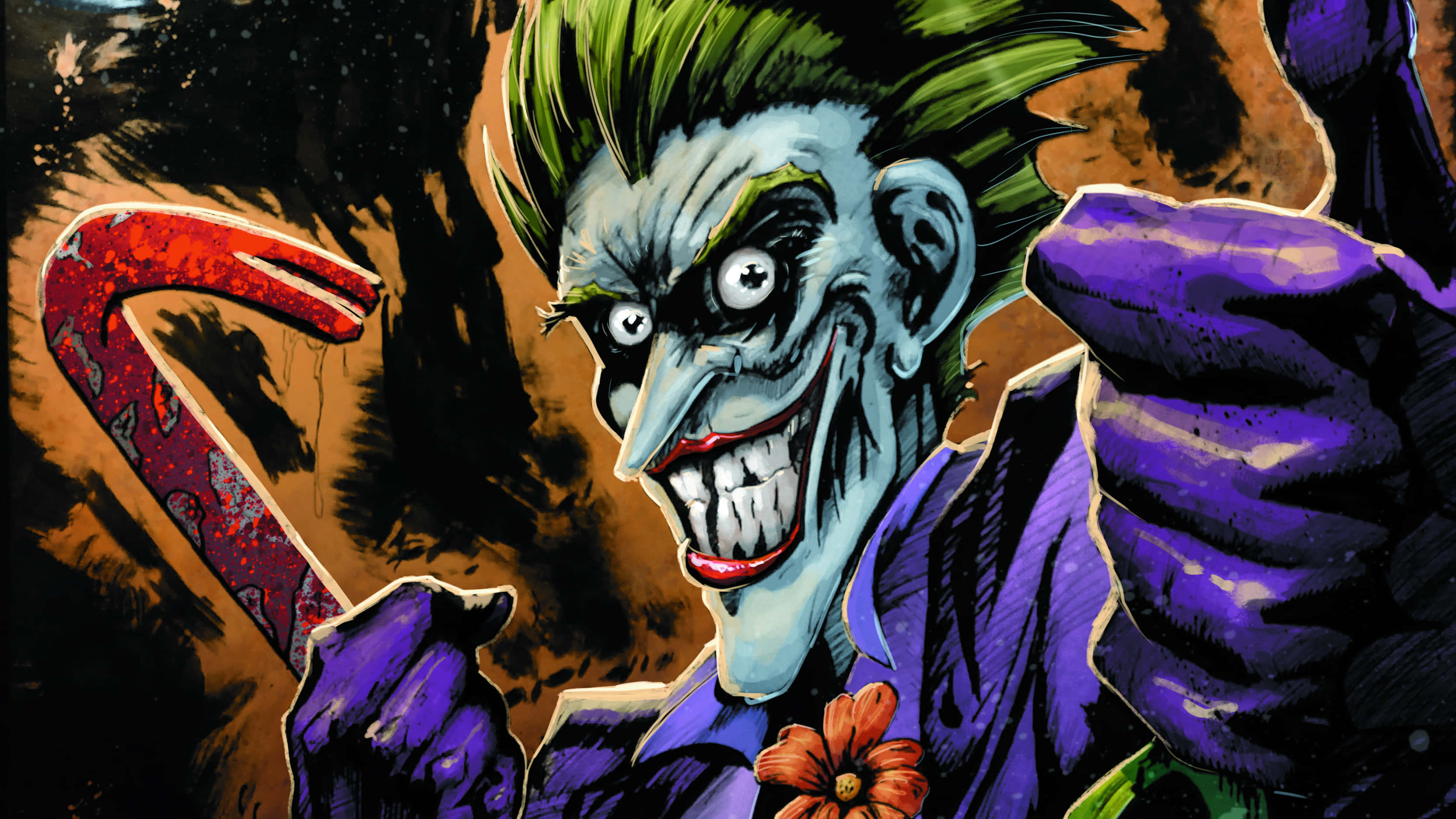 The Joker, green hair, purple suit, 2K Desktop Wallpaper