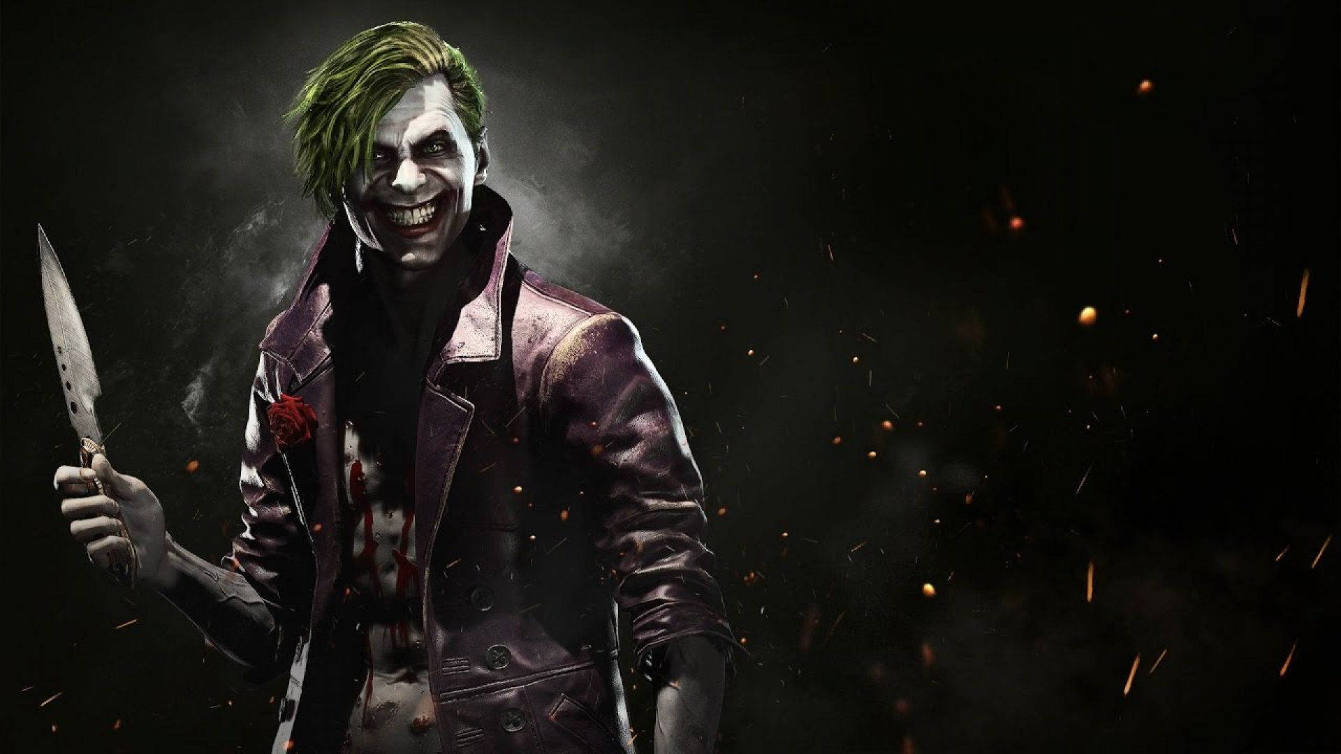 Joker, green hair, white face paint, Full HD Desktop Wallpaper