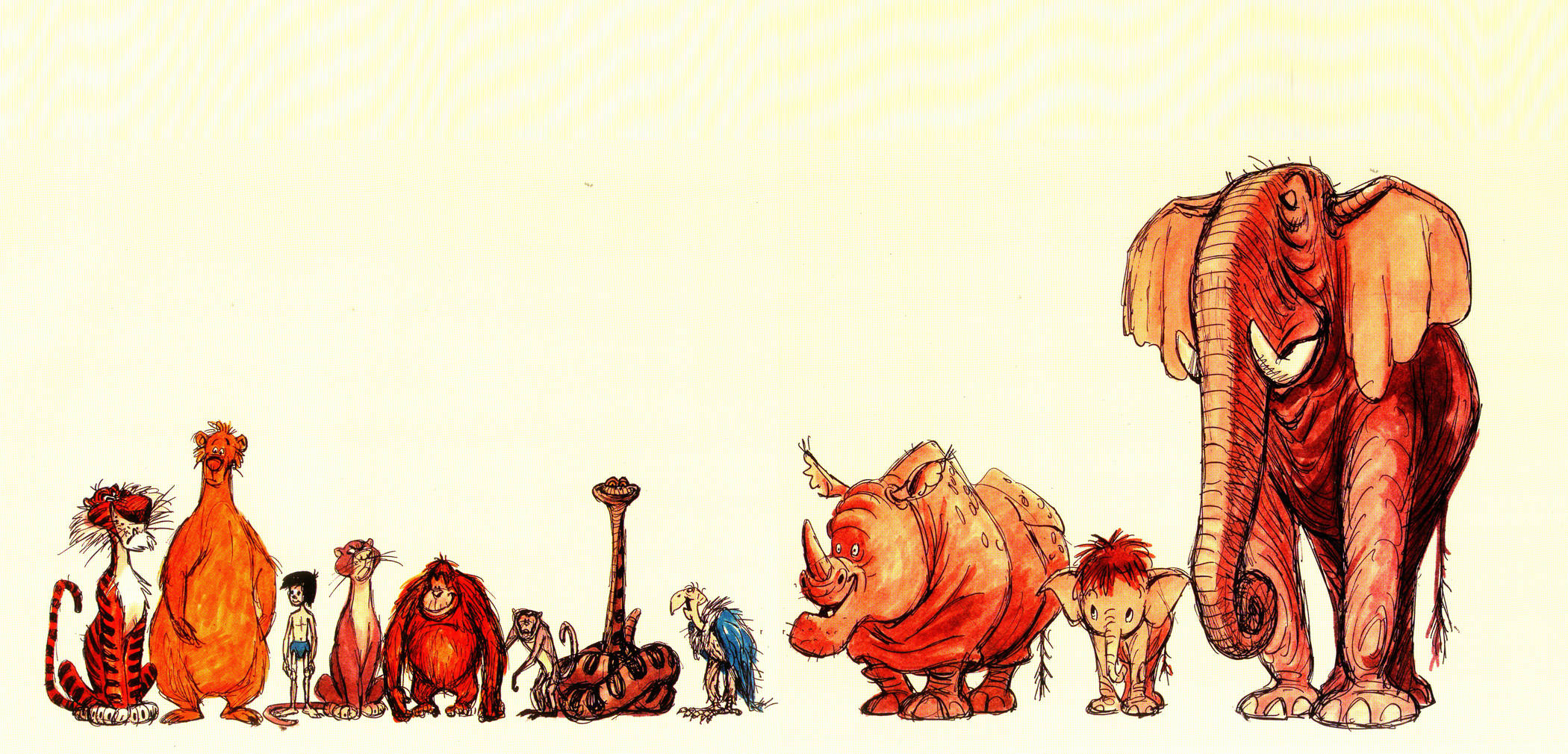 The Jungle Book, jungle animals, boy, Full HD Desktop Wallpaper
