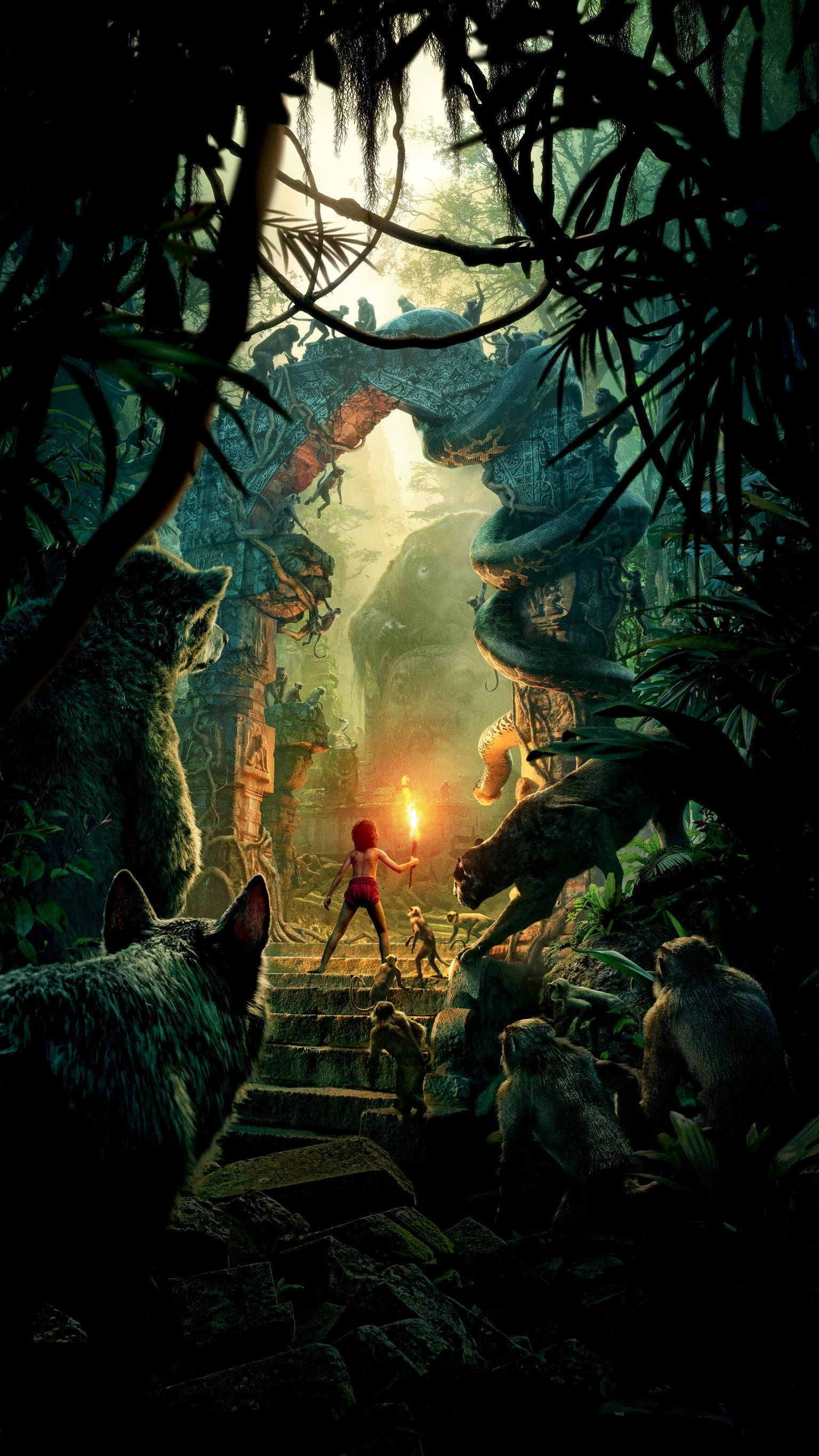 The Jungle Book, archway, ancient stone steps, 2K Phone Wallpaper