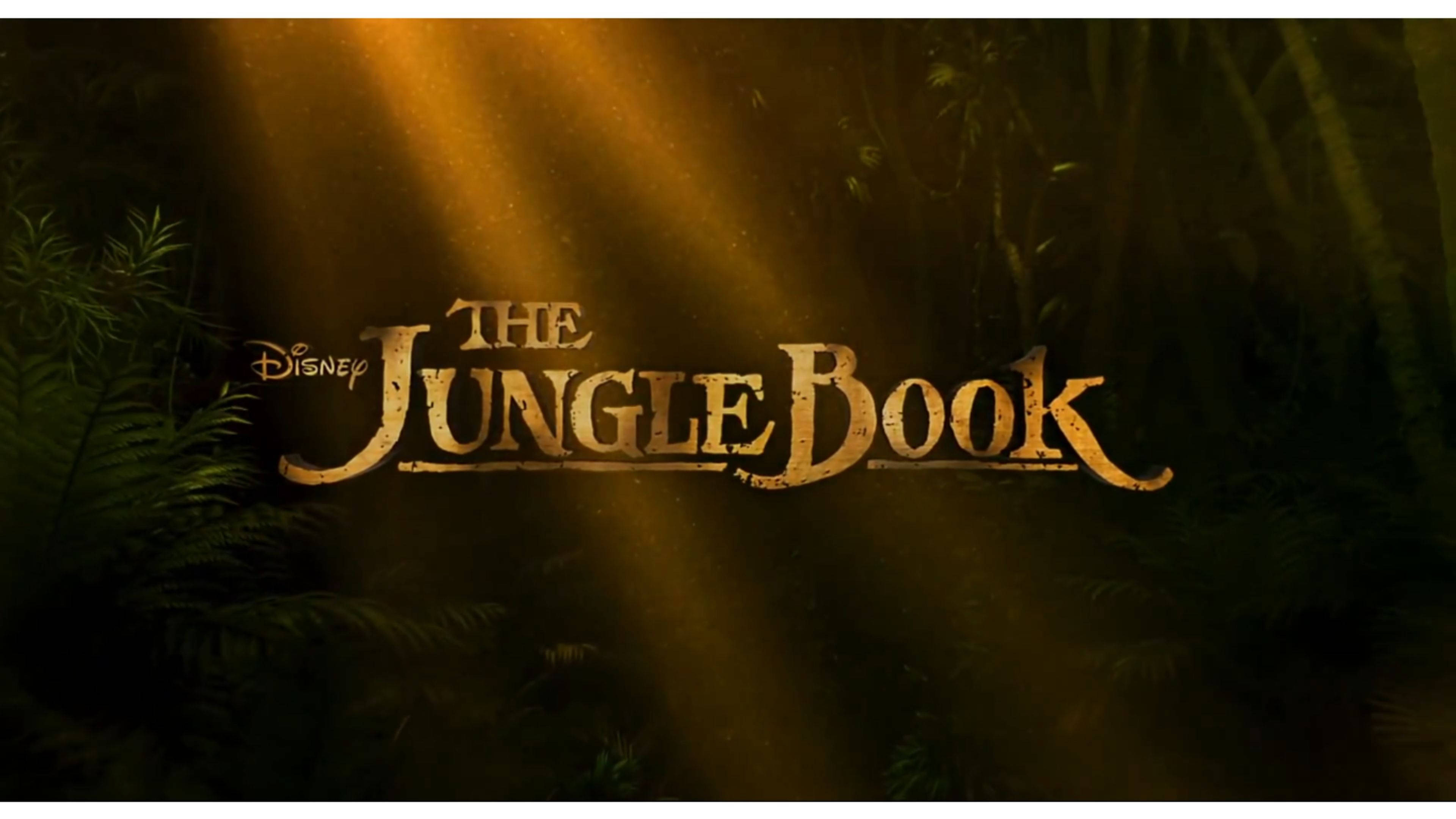 The Jungle Book, golden title text, jungle foliage, 4K Desktop Wallpaper