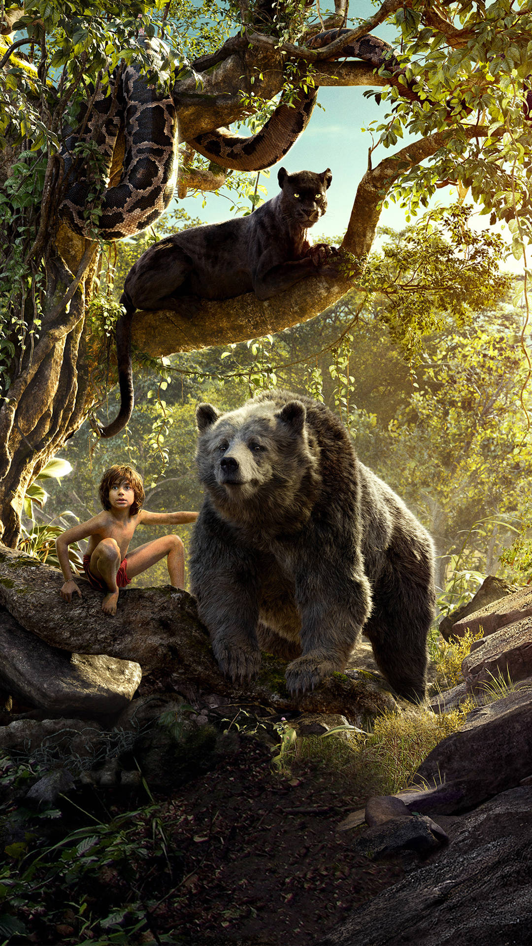 The Jungle Book, giant bear, panther, Full HD Phone Wallpaper