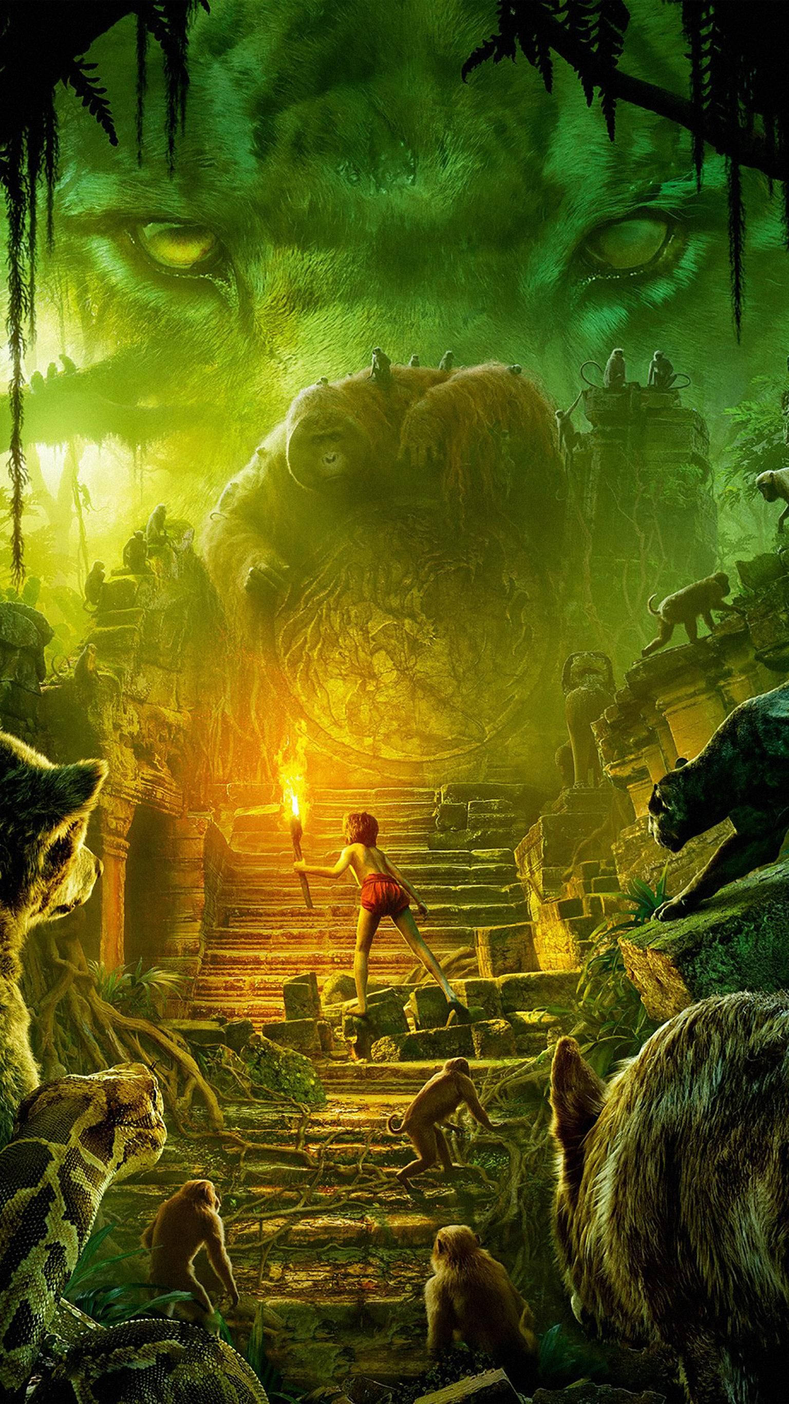 The Jungle Book, torch, ancient jungle ruins, 2K Phone Wallpaper