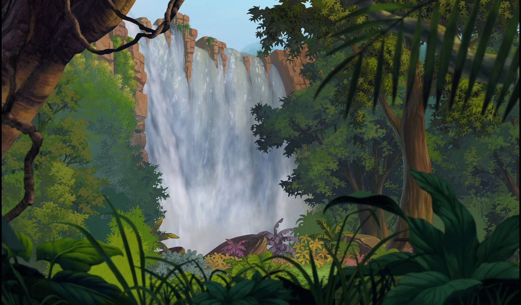 The Jungle Book, waterfalls, lush green jungle, Full HD Desktop Wallpaper