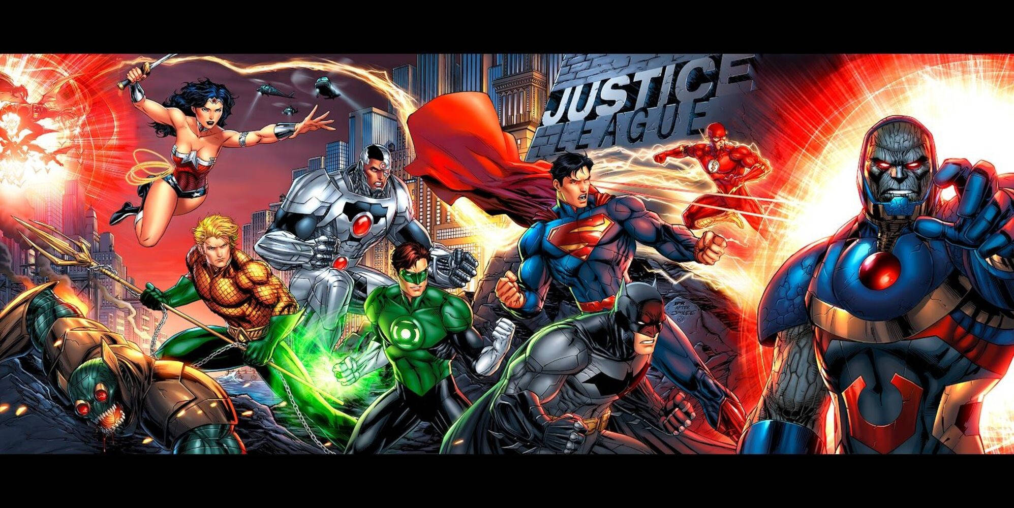 Justice League, superheroes, villains, Full HD Desktop Wallpaper