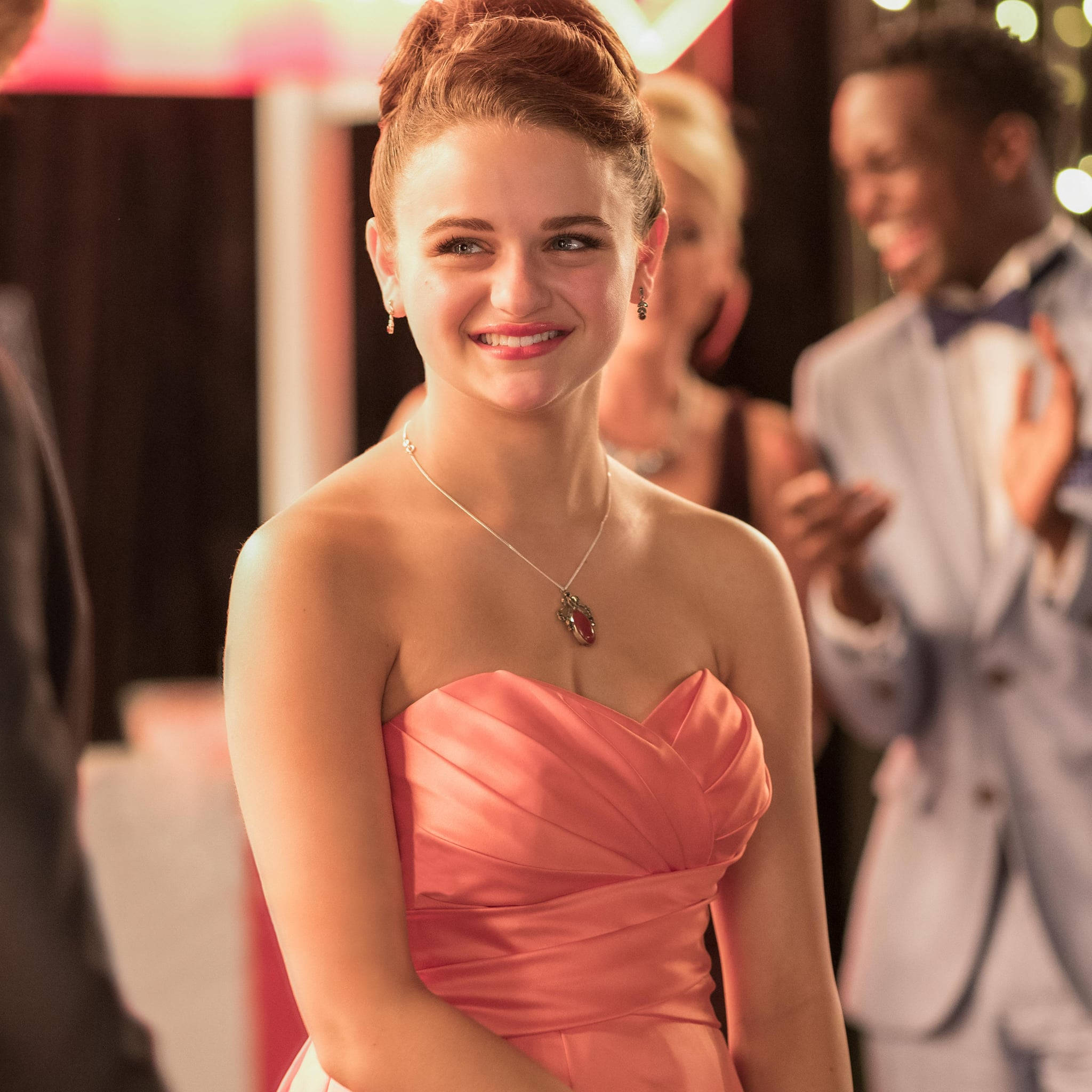 The Kissing Booth, beautiful Elle dress, coral satin dress, Full HD Desktop Wallpaper