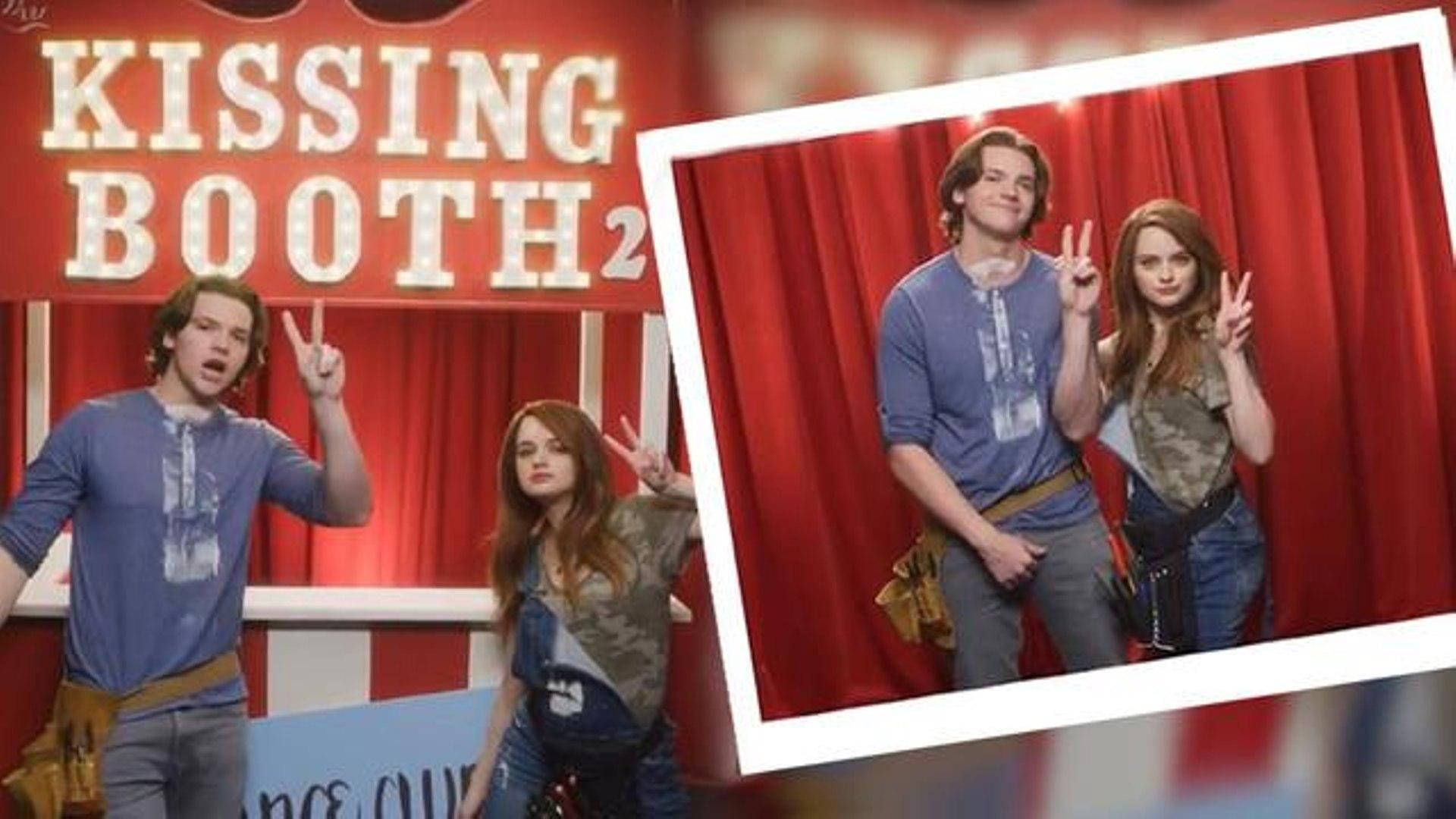 The Kissing Booth 2, red curtain backdrop, movie title signage, Full HD Desktop Wallpaper