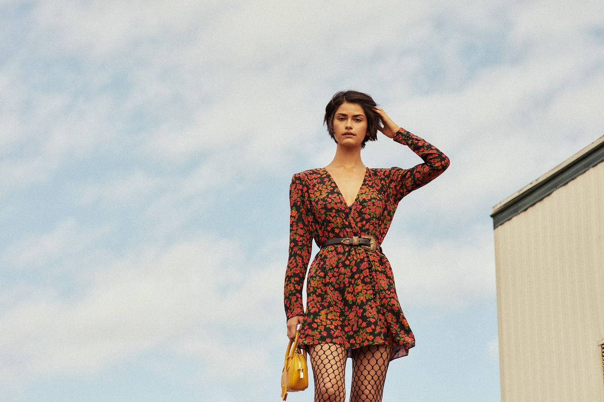 The Kooples, mini wrap dress, floral dress, SD Desktop Wallpaper