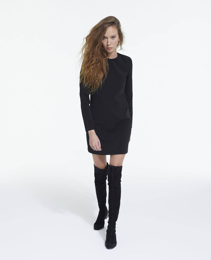 The Kooples, short black dress, black knit dress, SD Phone Wallpaper
