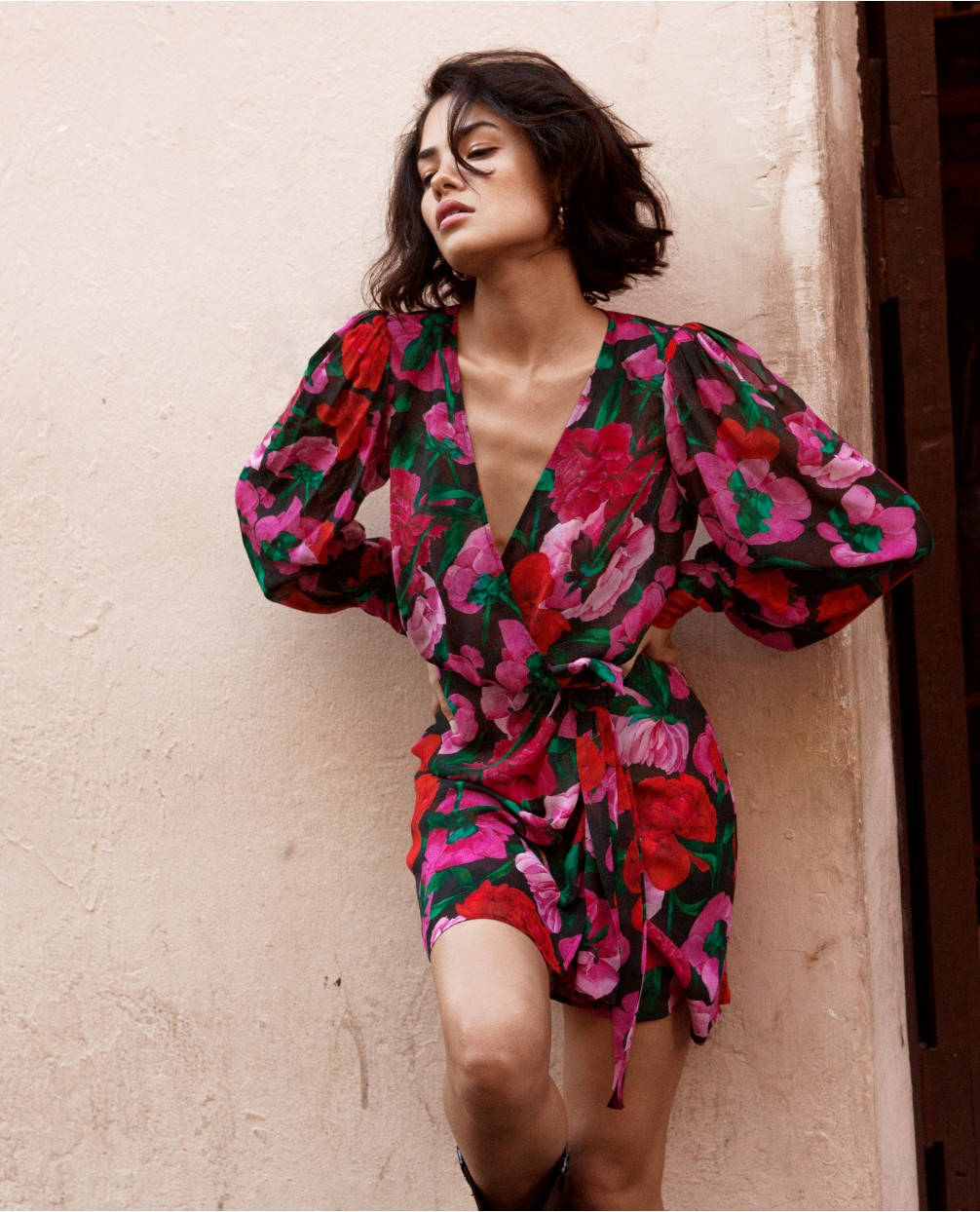 The Kooples, summer silk dress, vibrant floral dress, SD Phone Wallpaper