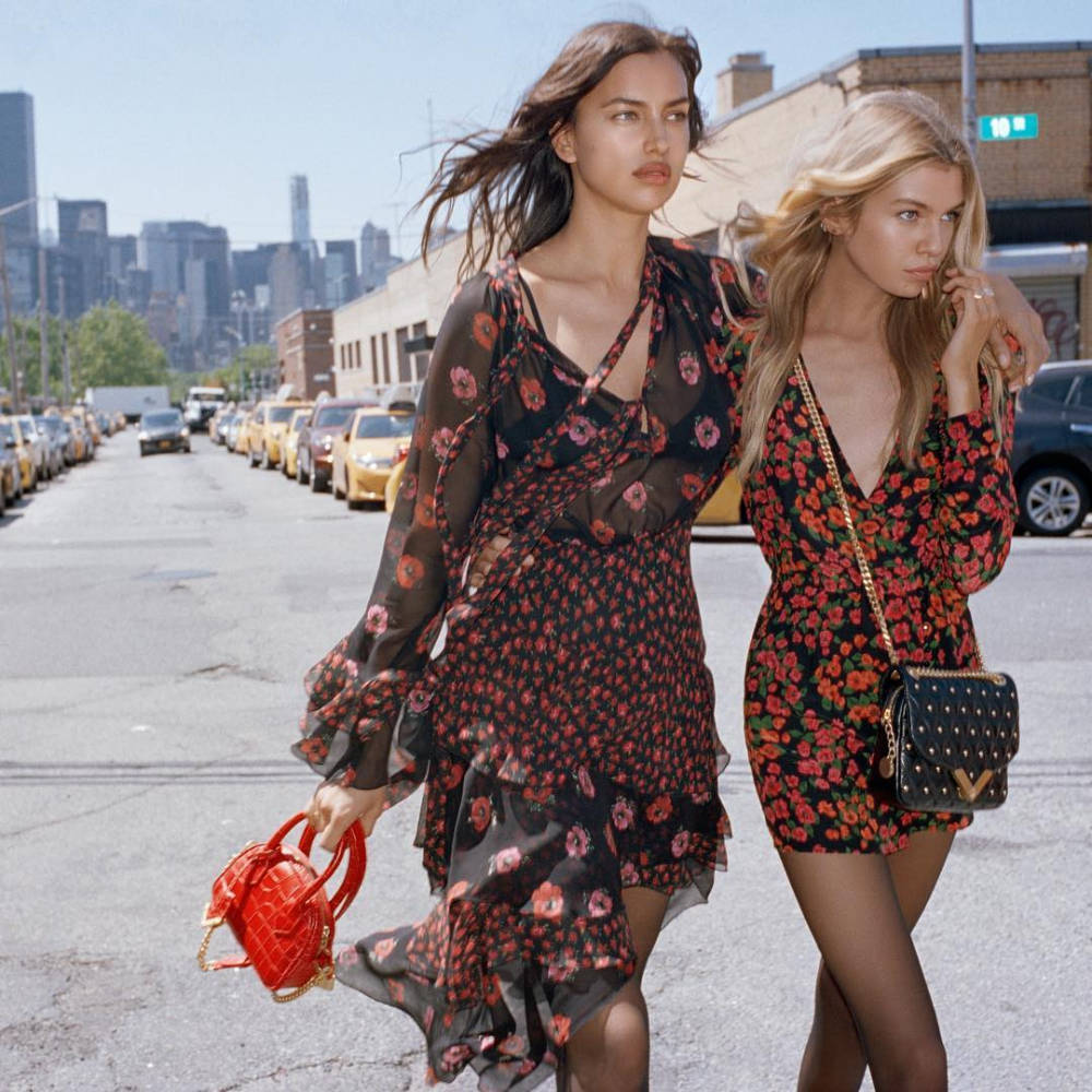 The Kooples, floral dresses, sunlit city street, SD Desktop Wallpaper
