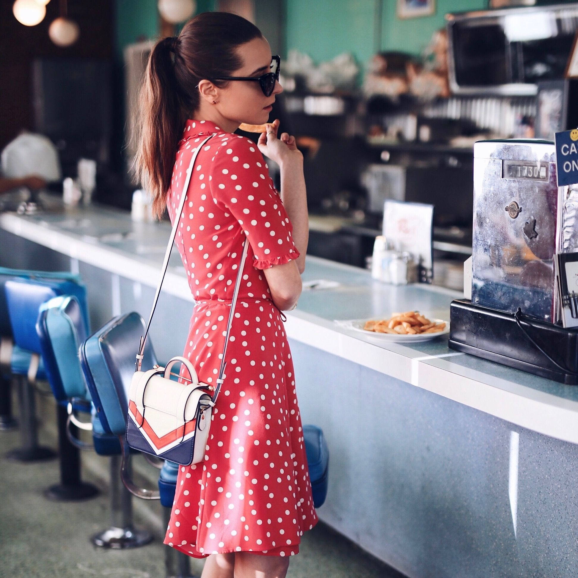 The Kooples, polka dots, red polka dot dress, Full HD Desktop Wallpaper