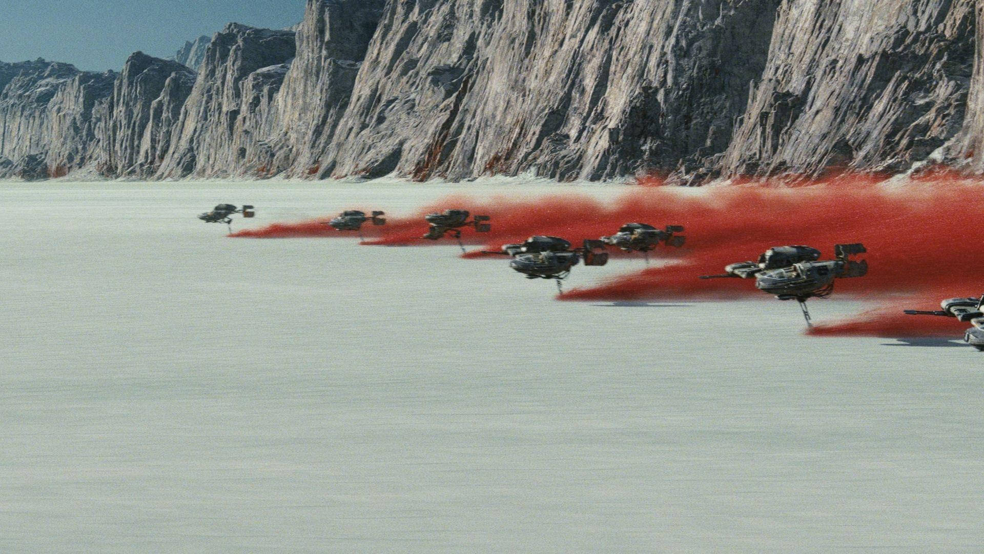 The Last Jedi Star Wars, frozen plain, towering gray cliffs, Full HD Desktop Wallpaper