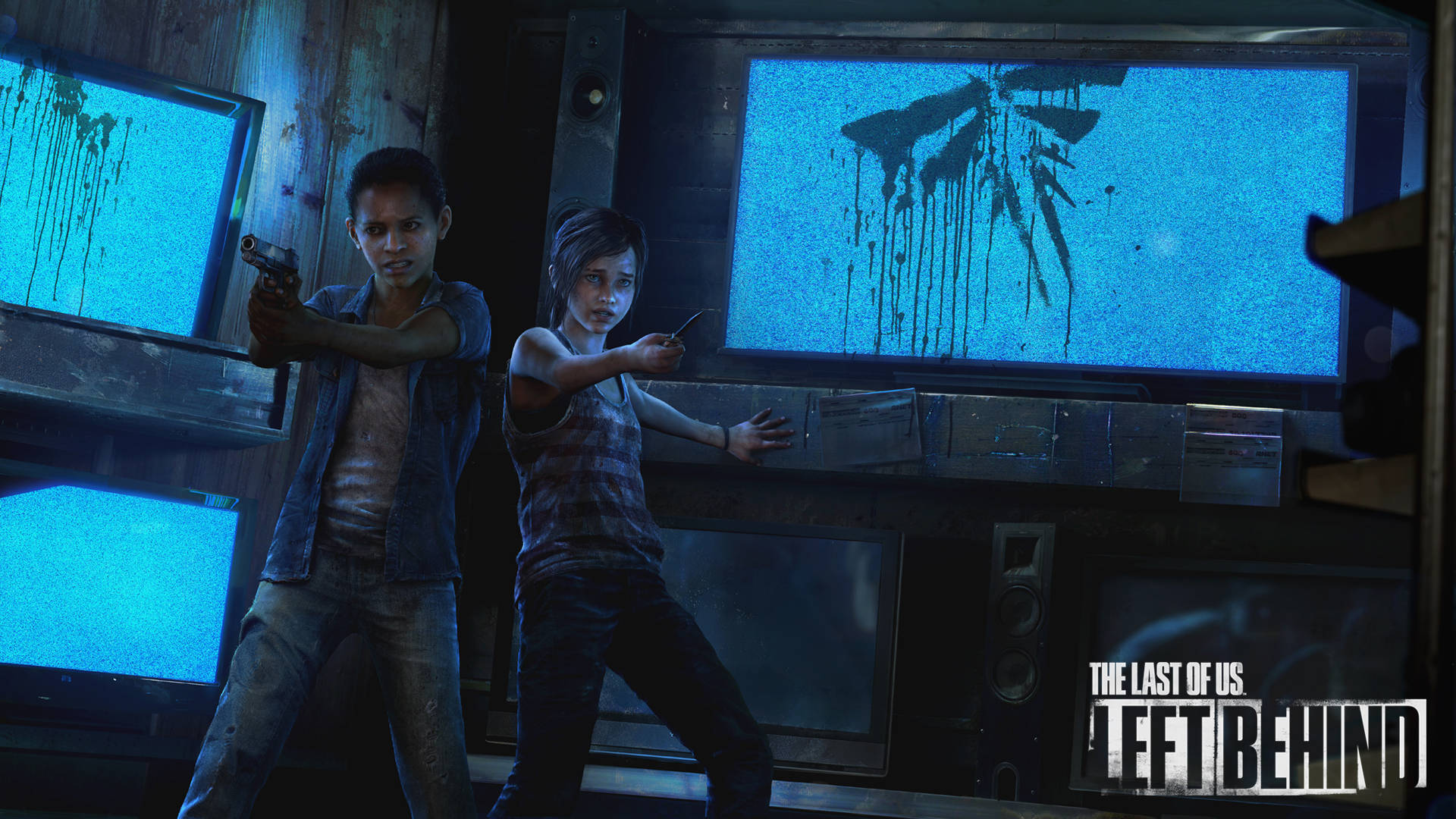 The Last of Us, mobile characters, glitching blue TVs, Full HD Desktop Wallpaper