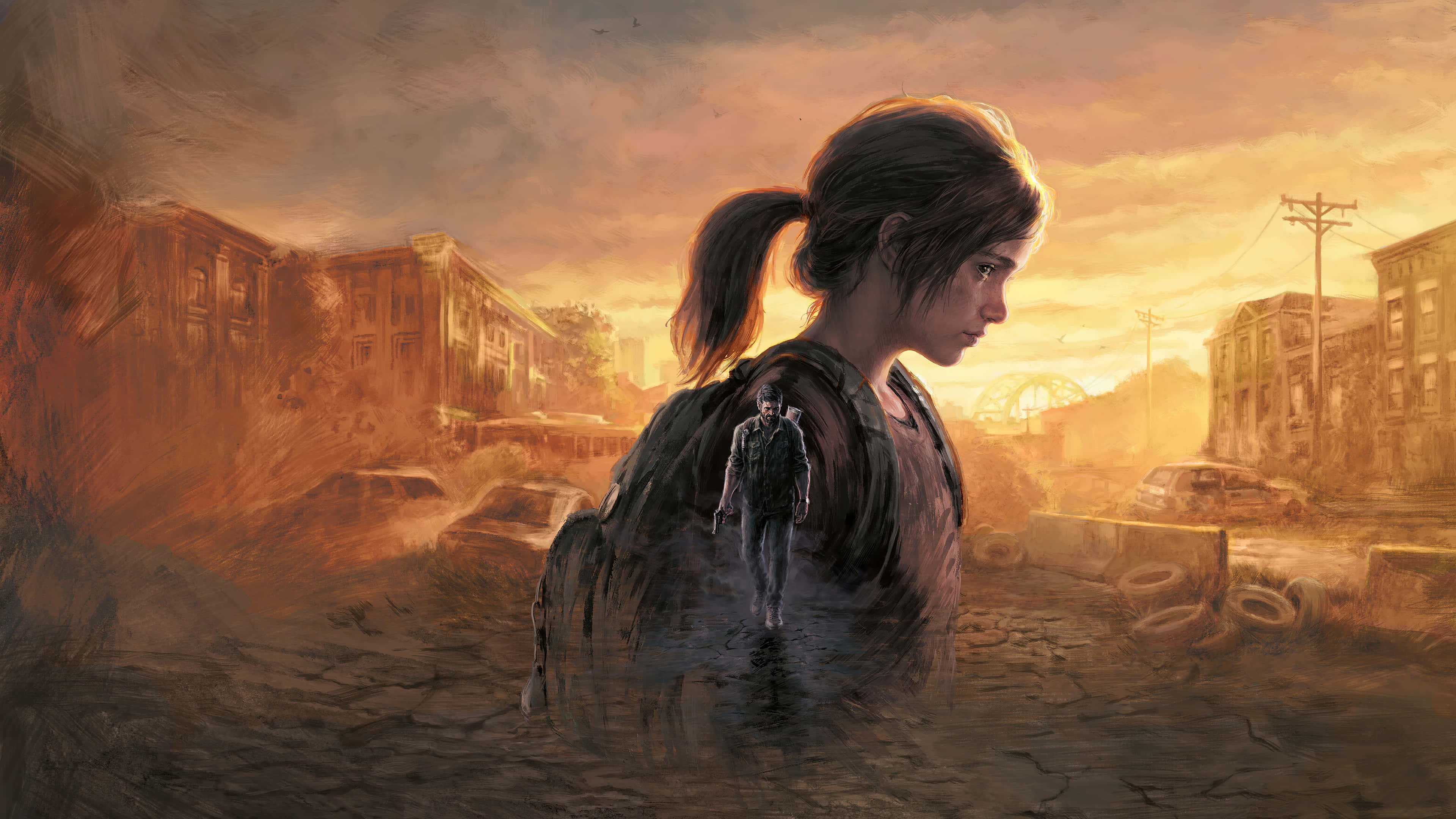 The Last of Us, young girl with a ponytail, ghostly figure, 4K Desktop Wallpaper