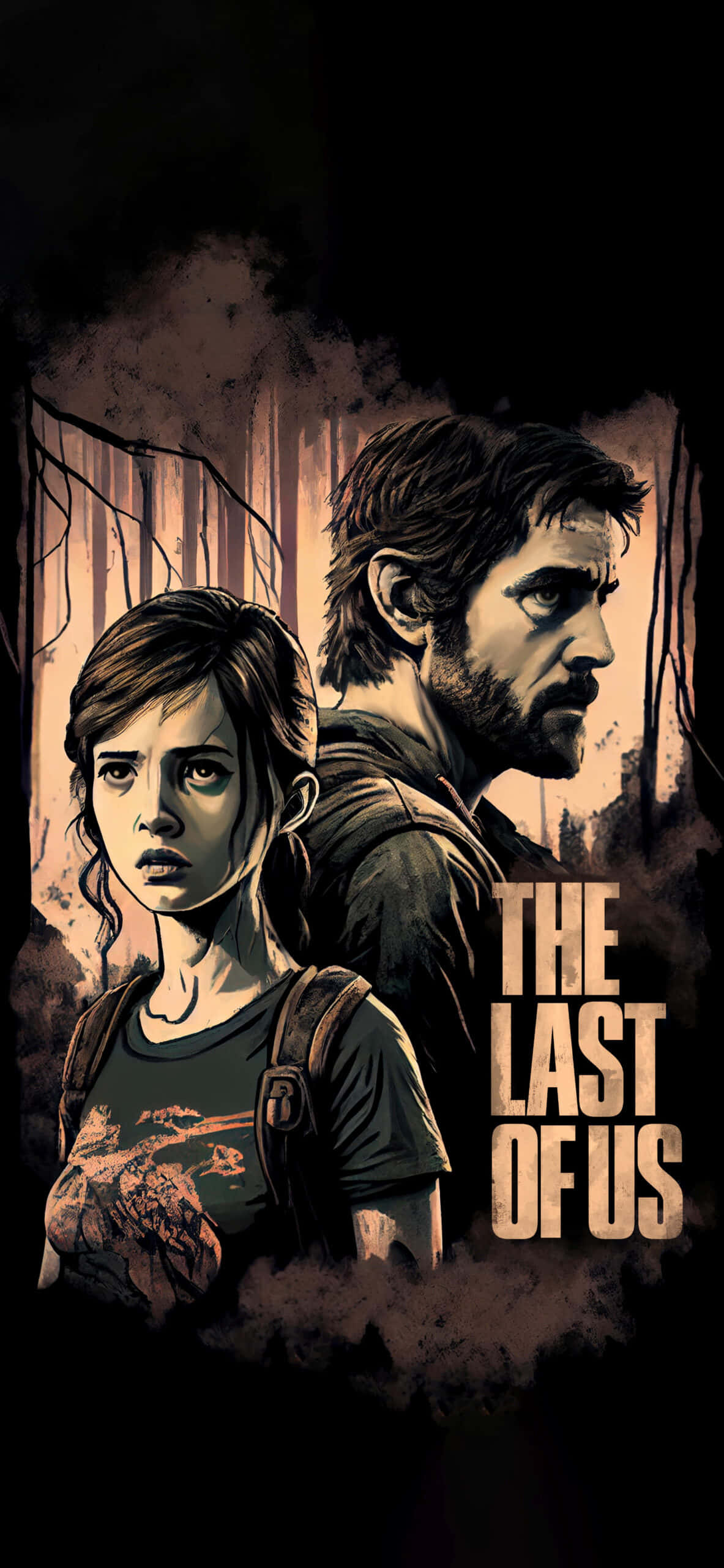The Last of Us, dark forest, muted earth tones, 2K Phone Wallpaper