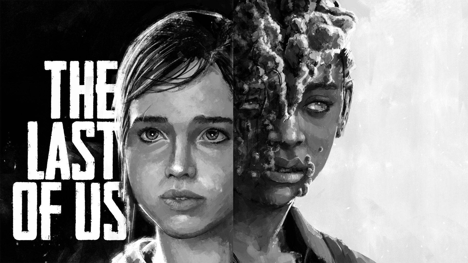 The Last Of Us, black and white, young girl, Full HD Desktop Wallpaper