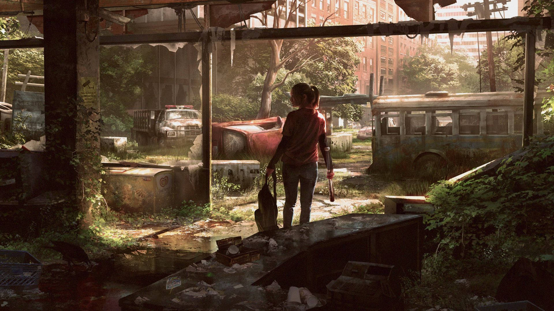 The Last Of Us, sunlit, overgrown urban ruin, Full HD Desktop Wallpaper