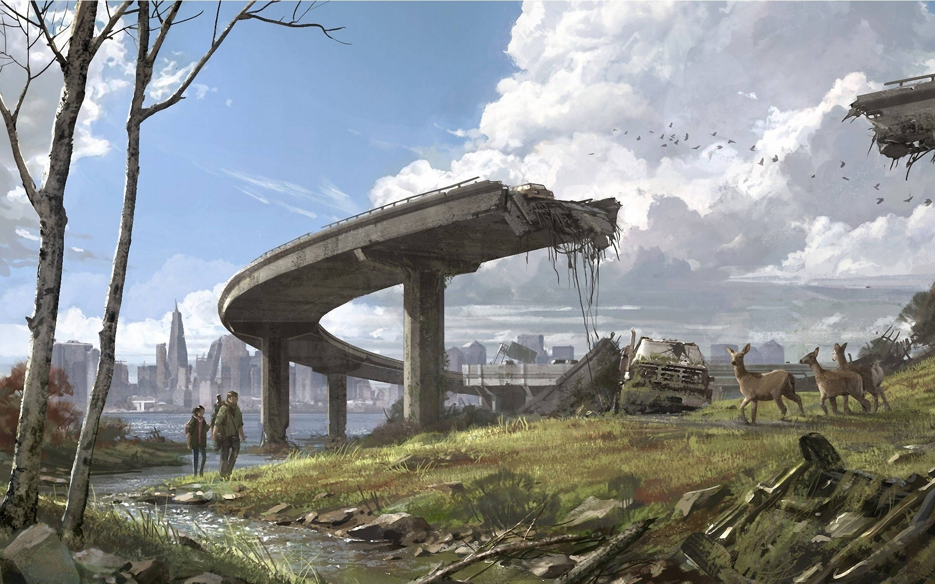 The Last Of Us, stream, collapsed highway overpass, Full HD Desktop Wallpaper