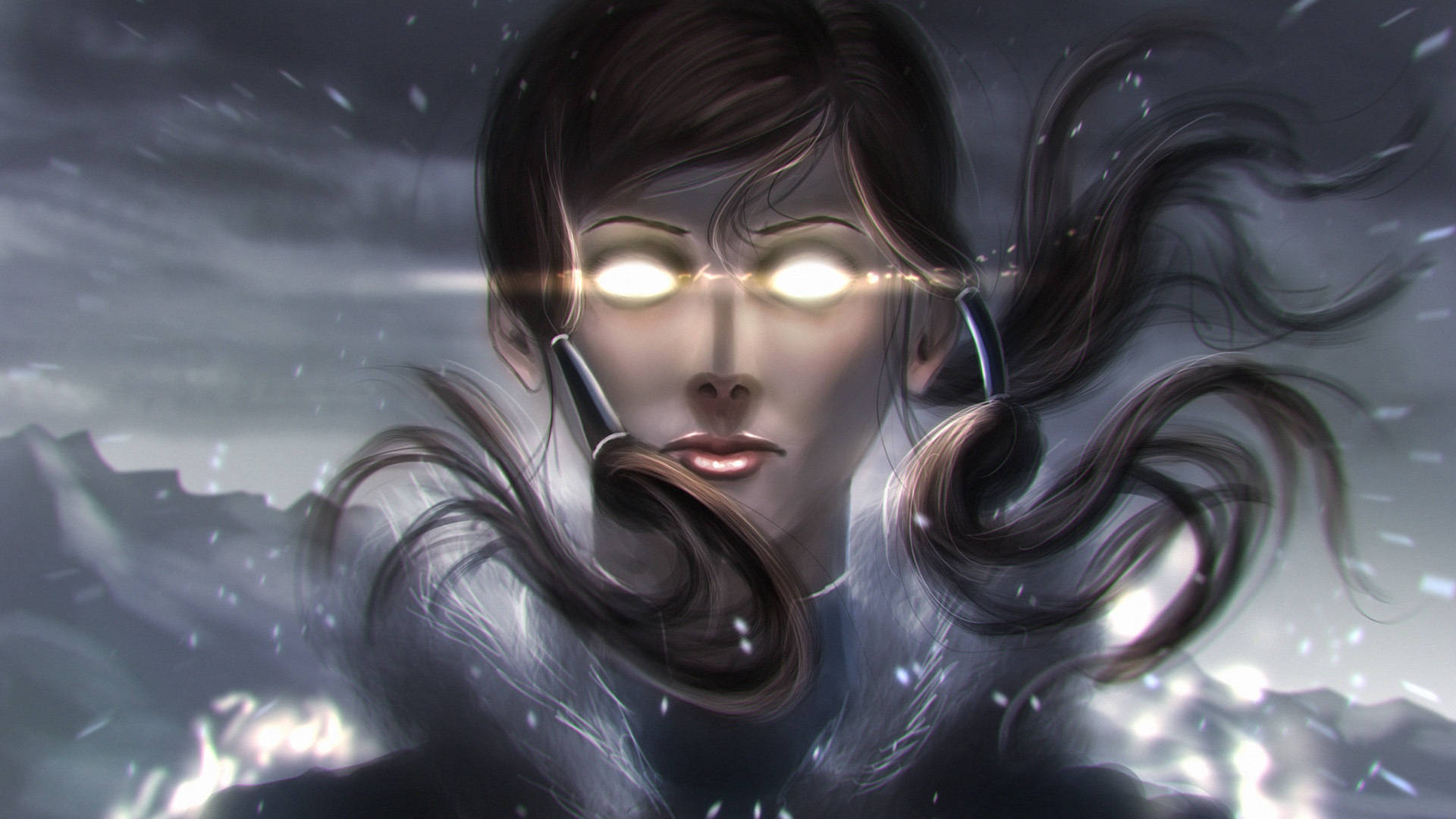 The Legend Of Korra, glowing eyes, flowing dark hair, Full HD Desktop Wallpaper