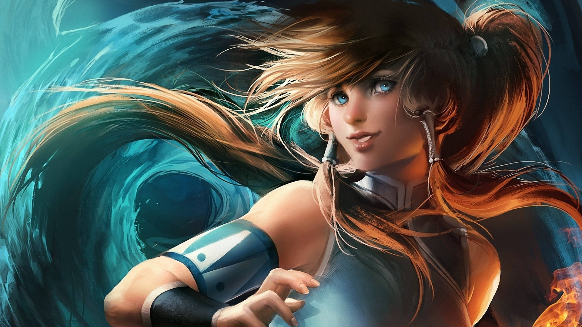 Legend of Korra, female warrior, flowing hair, Full HD Desktop Wallpaper