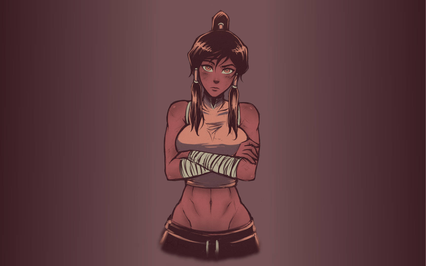 The Legend Of Korra, Korra, muted purple gradient background, HD Desktop Wallpaper