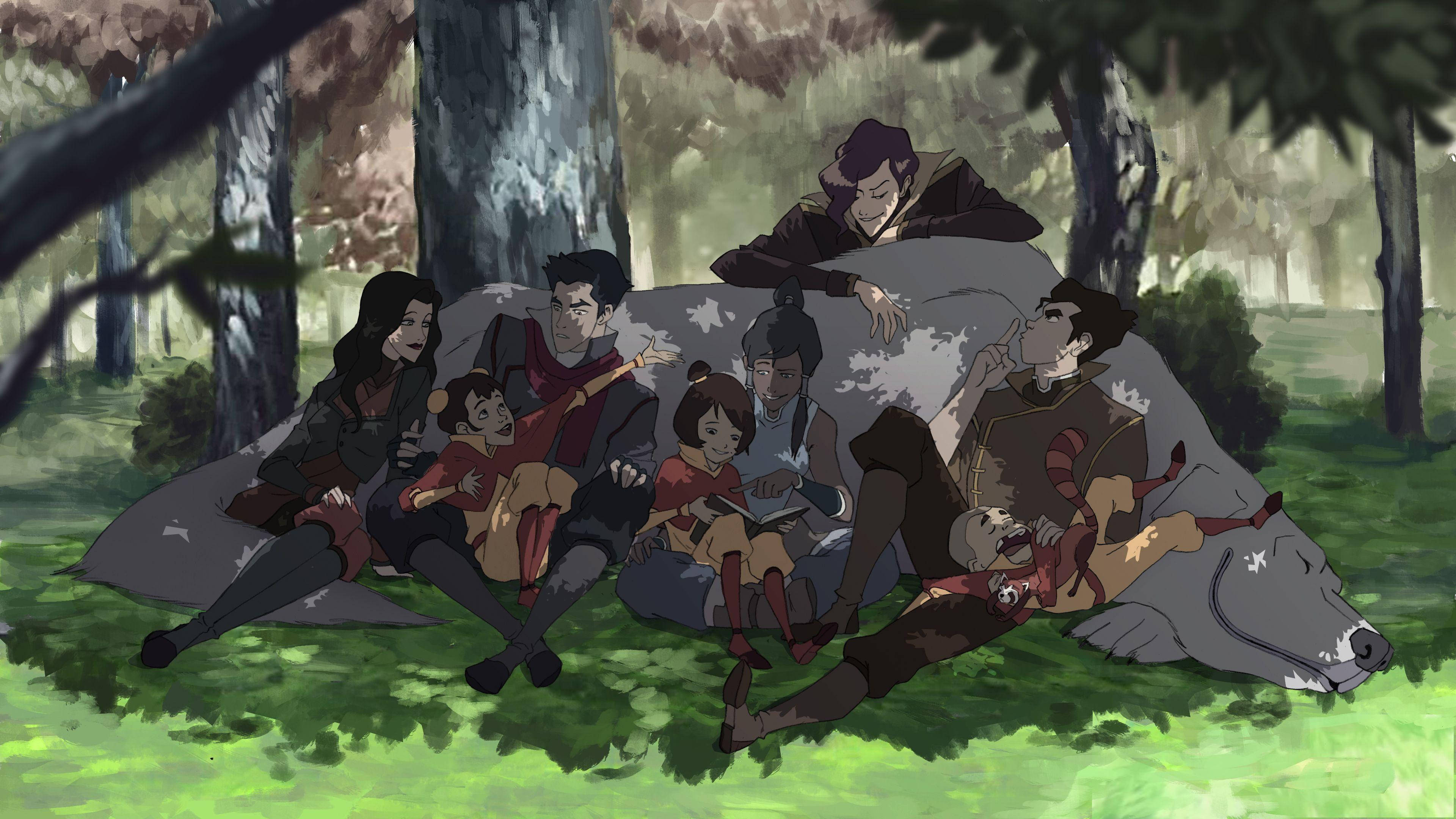 The Legend Of Korra, animated characters, sleeping bison, 4K Desktop Wallpaper