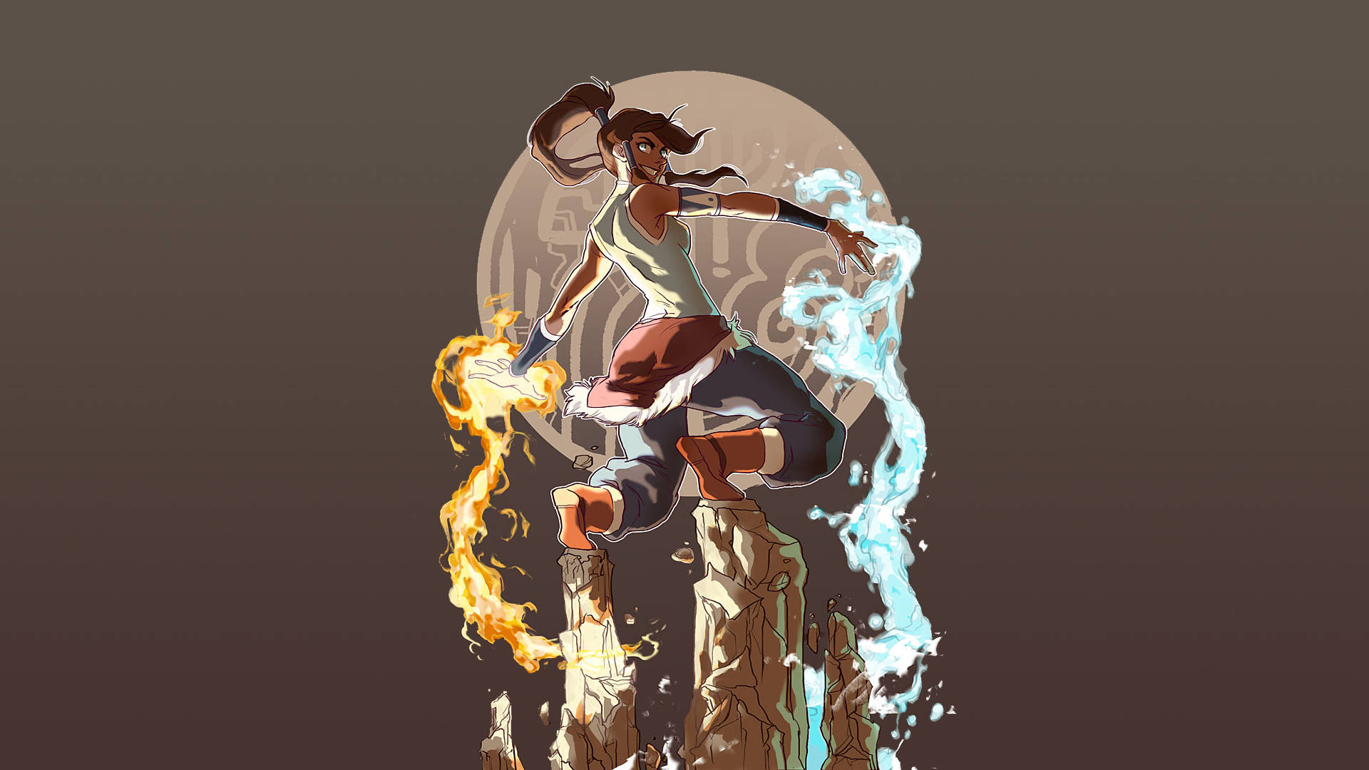 The Legend Of Korra, Korra, fire and water elements, Full HD Desktop Wallpaper