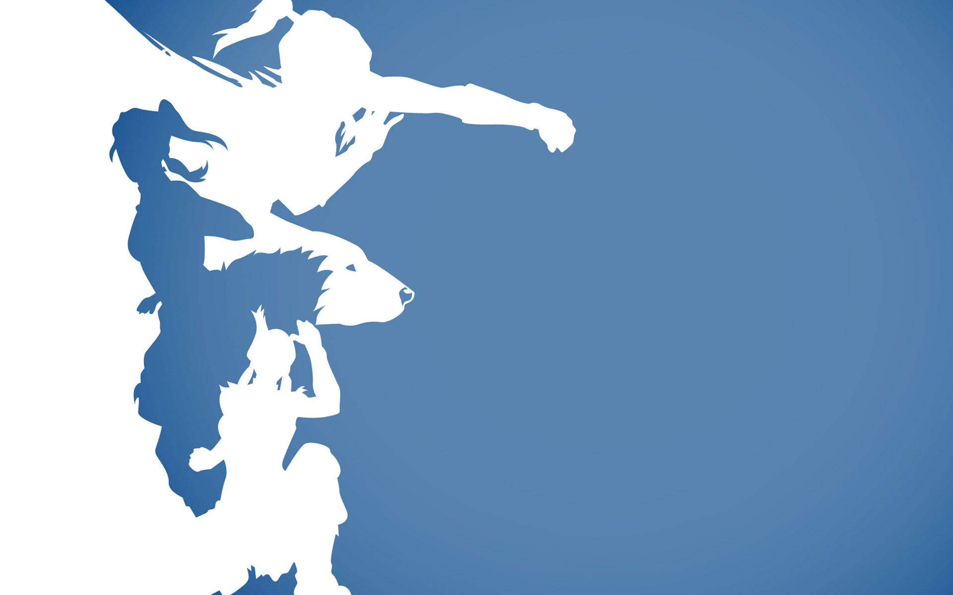 The Legend Of Korra, blue, white silhouettes, Full HD Desktop Wallpaper