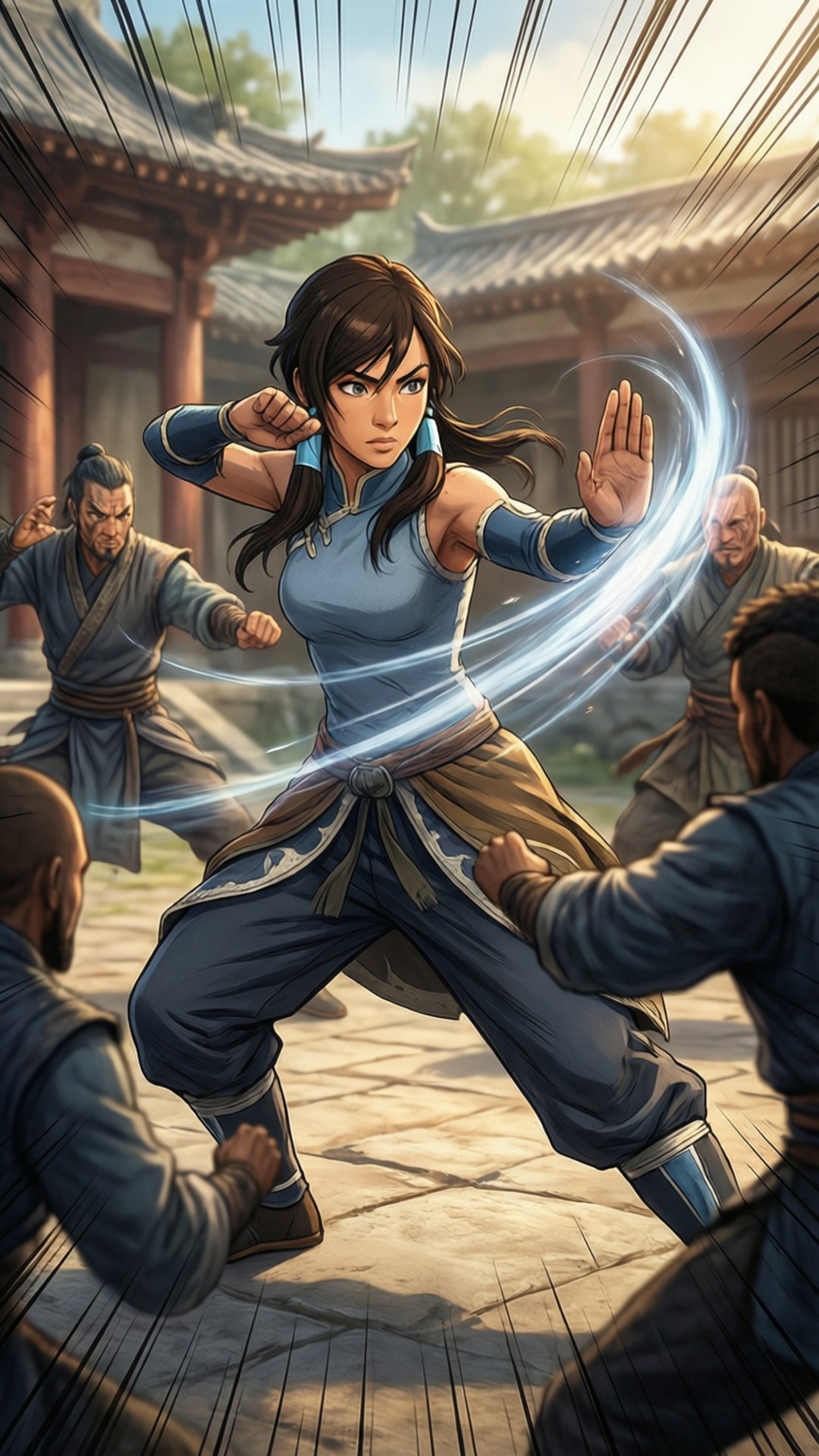 Korra, airbending, glowing blue energy, Full HD Phone Wallpaper