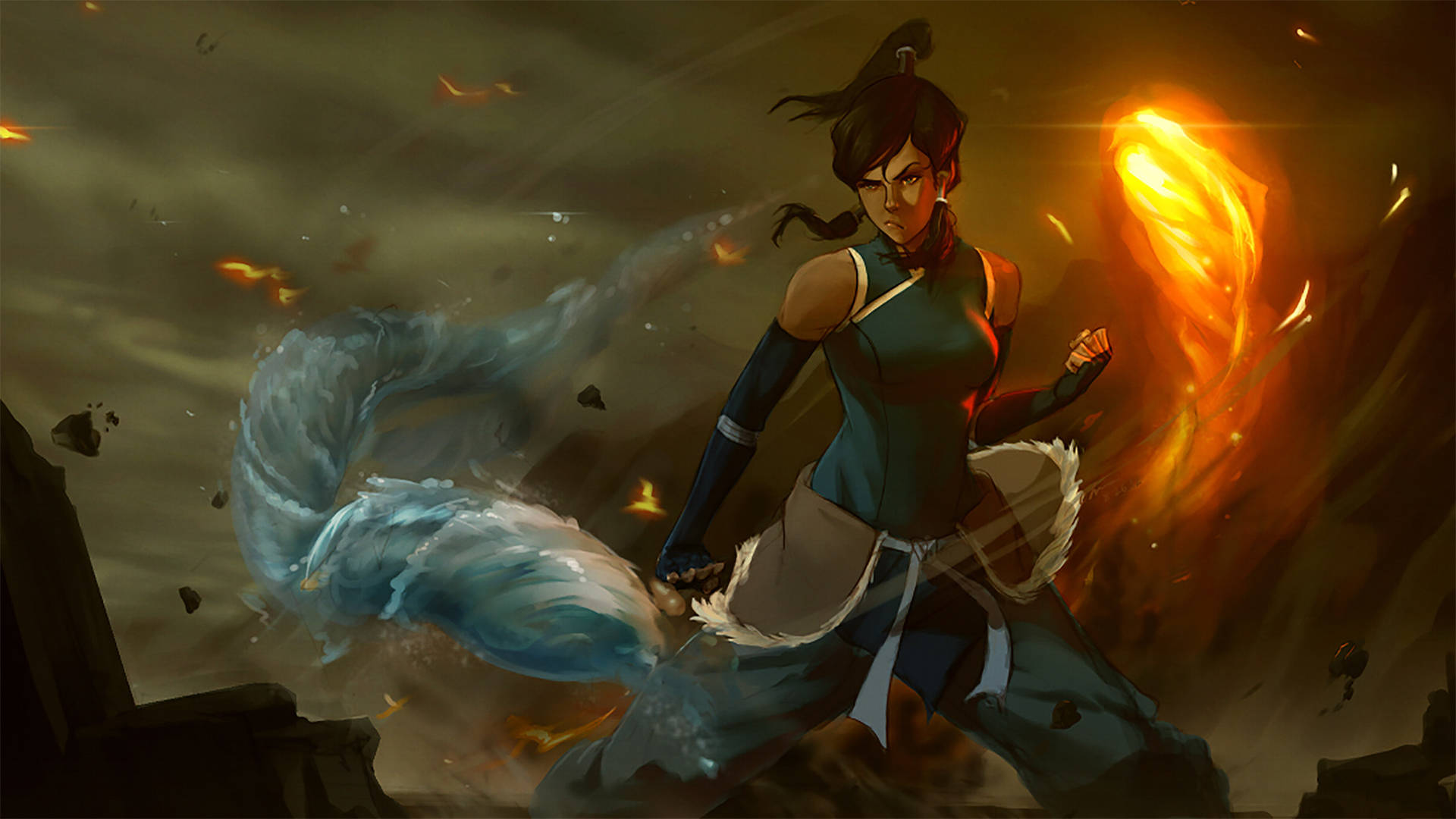 The Legend of Korra, water, fire, Full HD Desktop Wallpaper