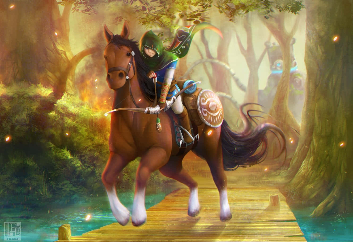 The Legend of Zelda, Epona, hooded archer, HD Desktop Wallpaper