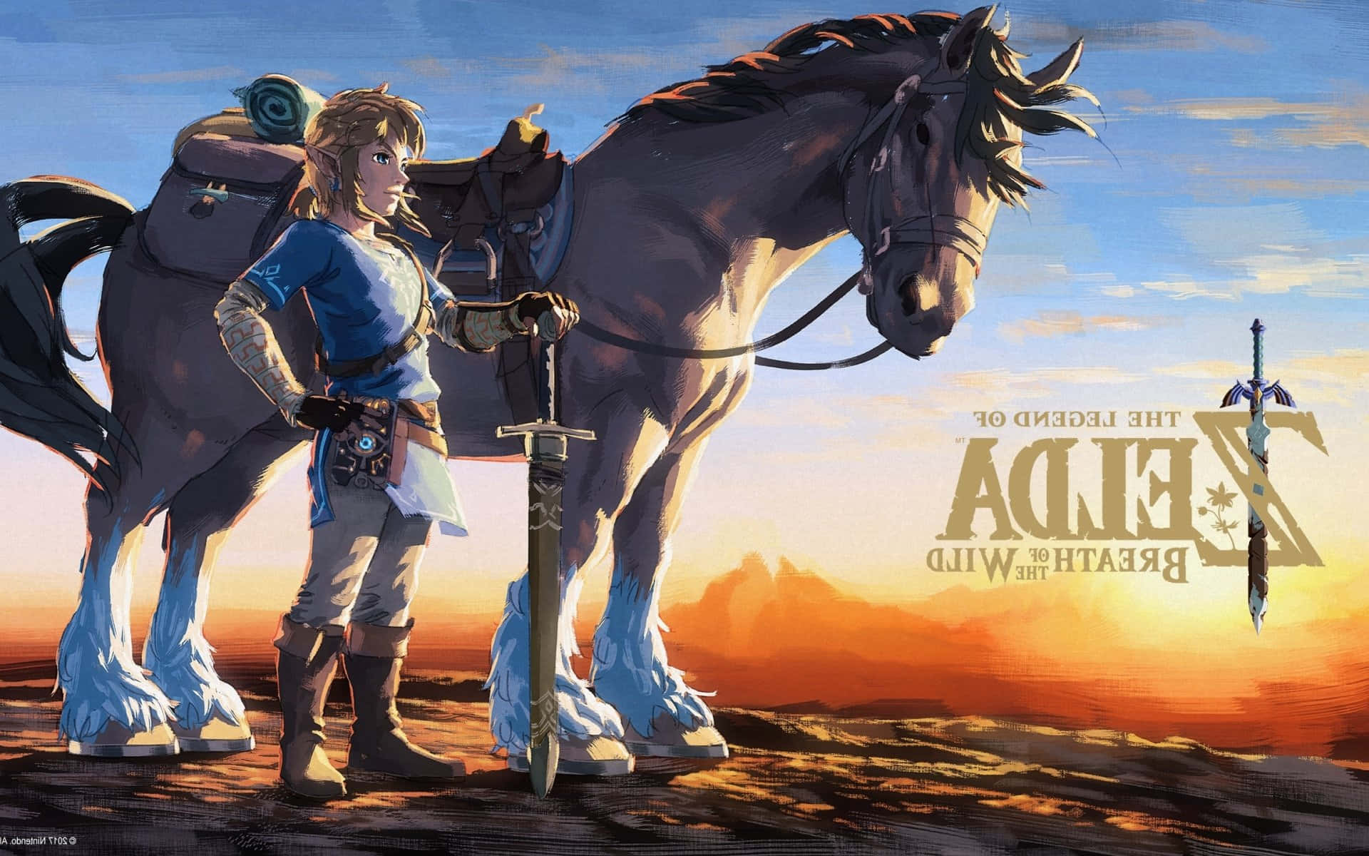 The Legend of Zelda, Epona, sunset sky, Full HD Desktop Wallpaper